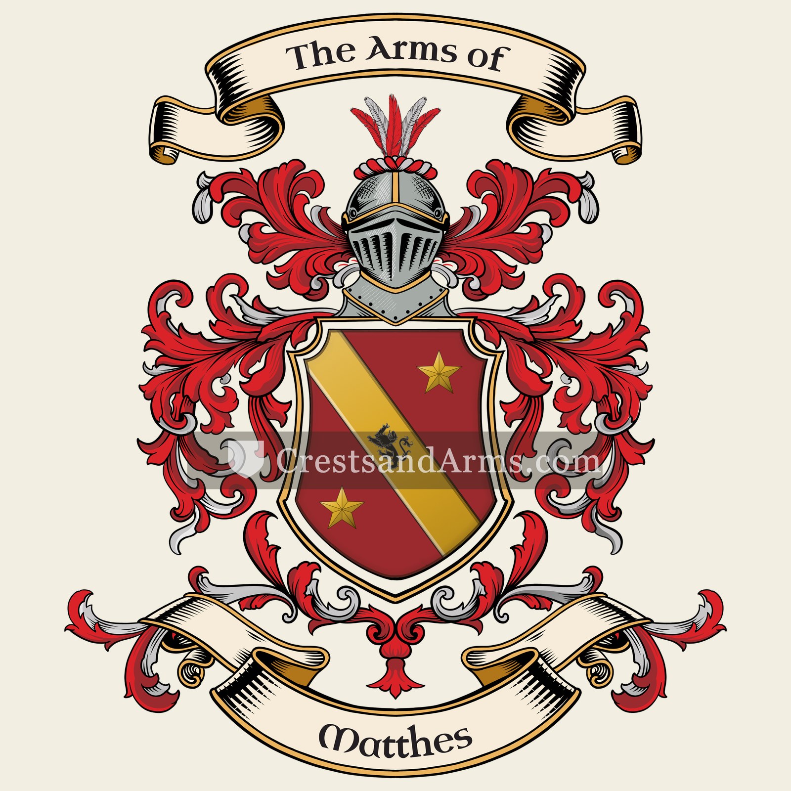 The Matthes coat of arms, drawn from the recorded blazon