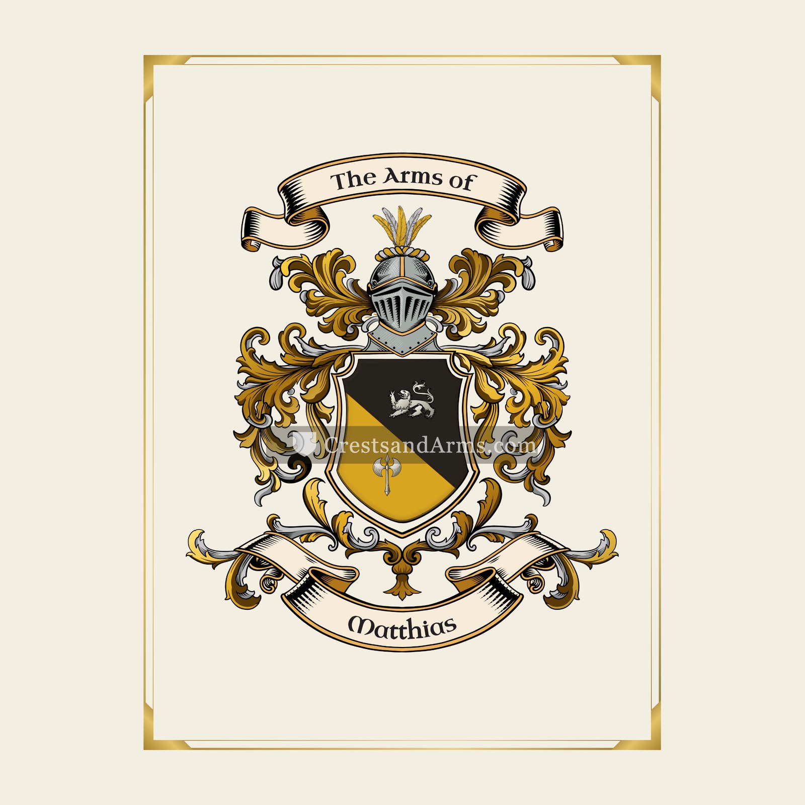 With gold border