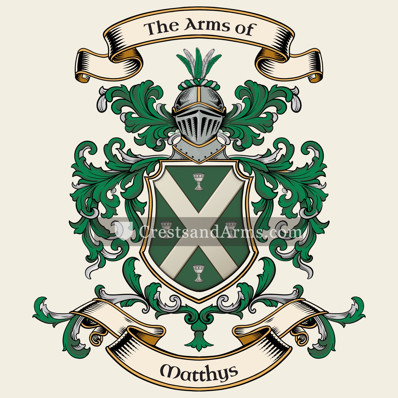 The Matthys coat of arms, drawn from the recorded blazon