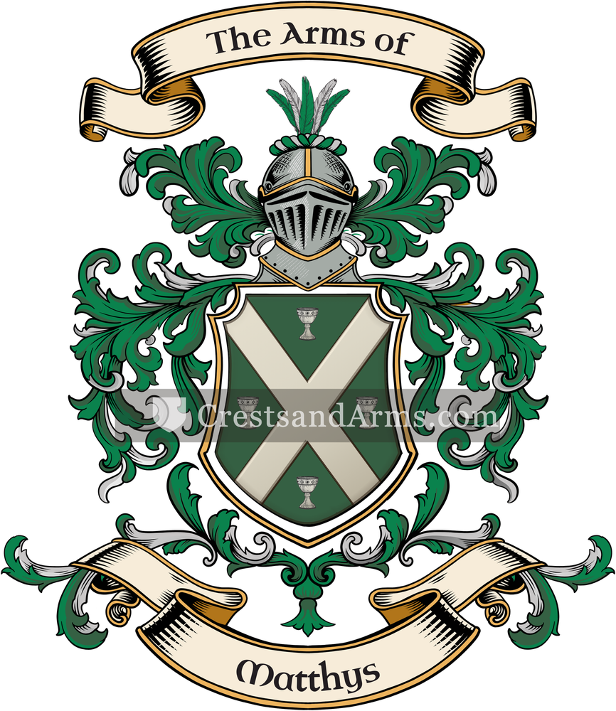 The Matthys coat of arms, drawn from the recorded blazon