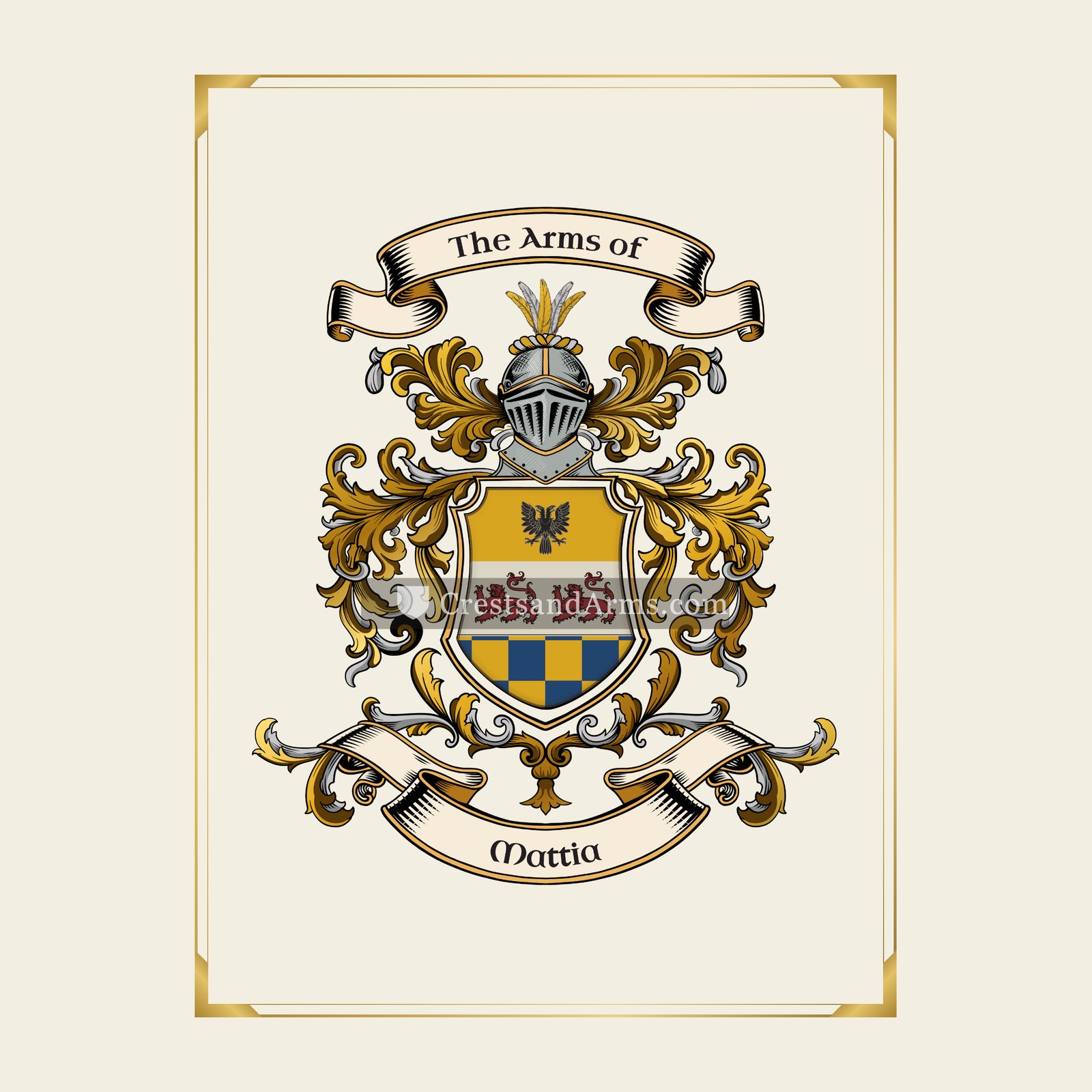 With gold border