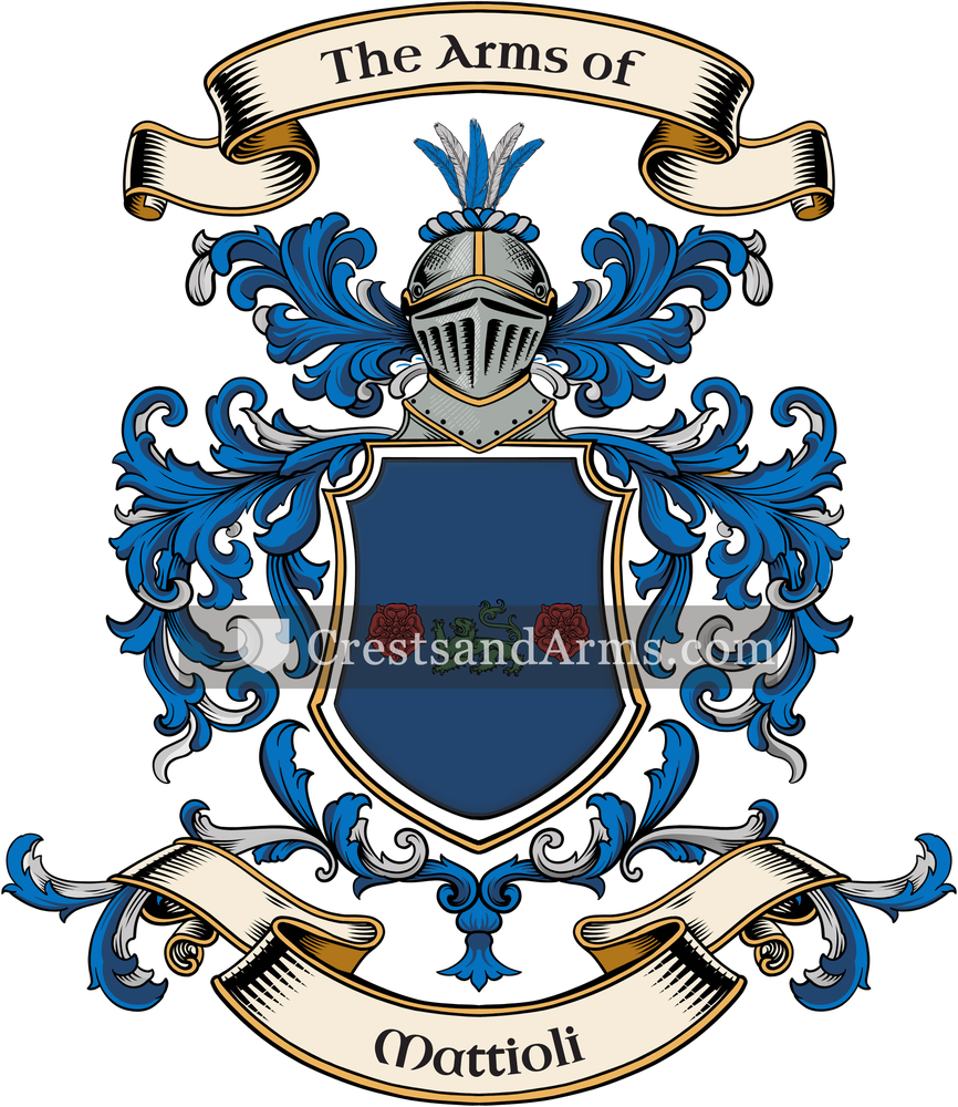 The Mattioli coat of arms, drawn from the recorded blazon