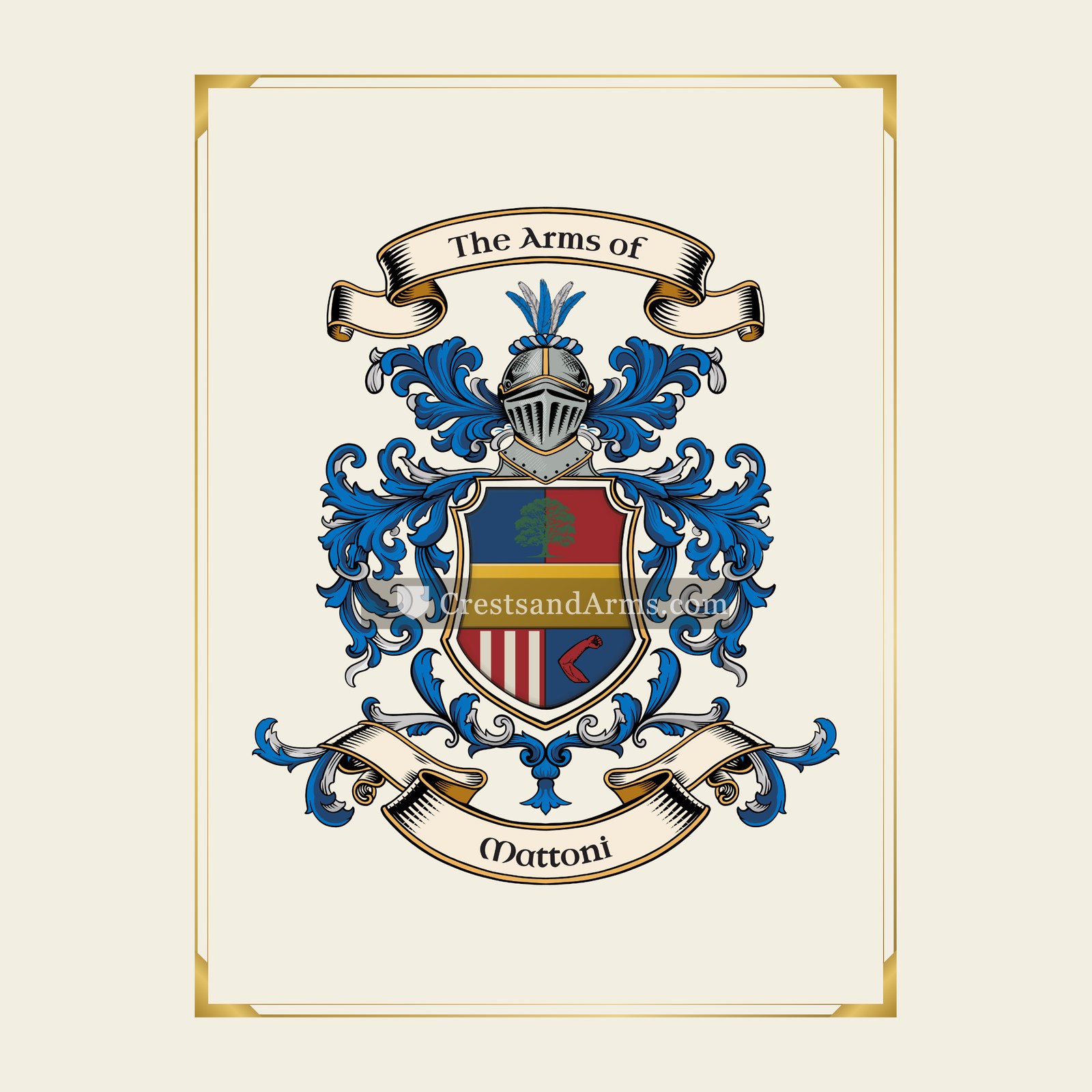 With gold border