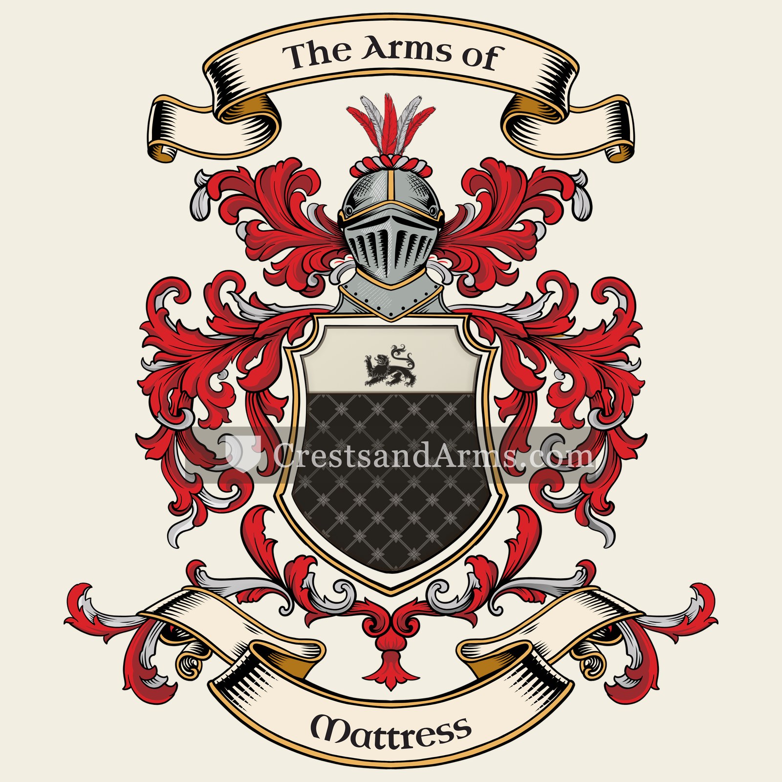 The Mattress coat of arms, drawn from the recorded blazon