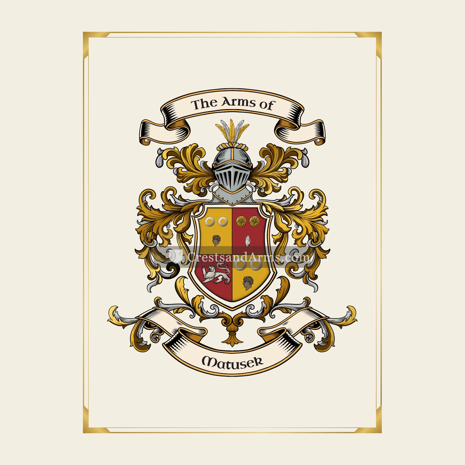 With gold border