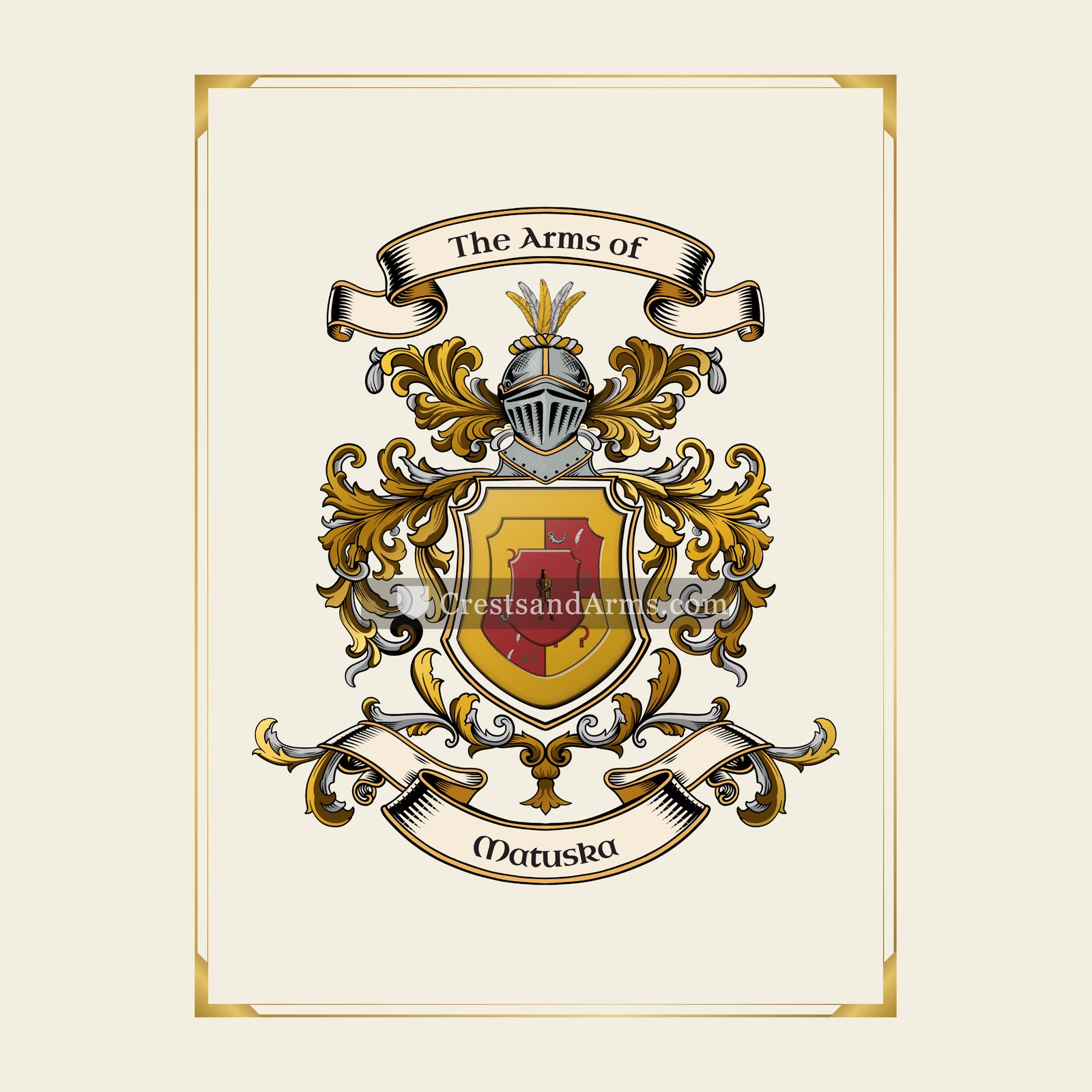 With gold border