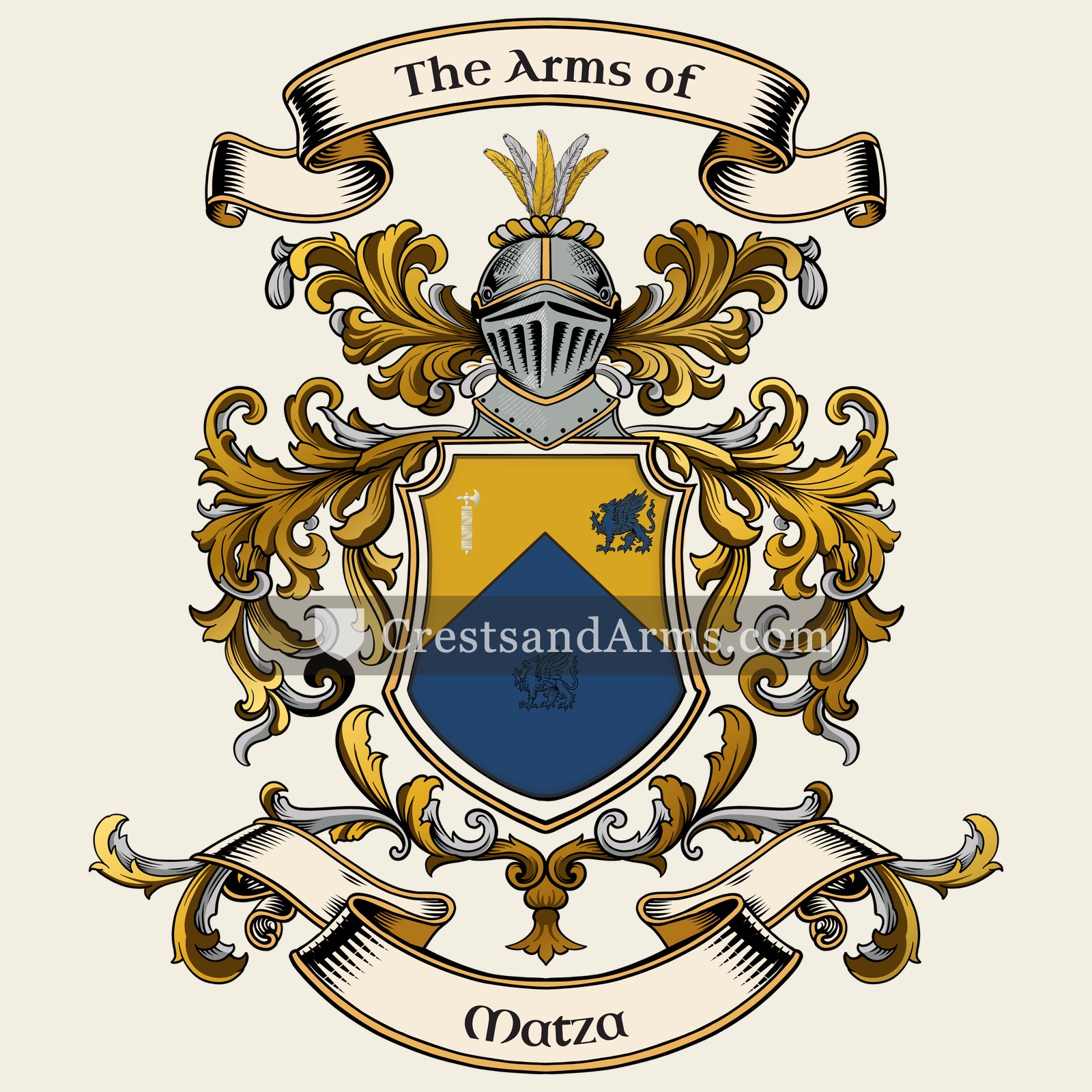 The Matza coat of arms, drawn from the recorded blazon