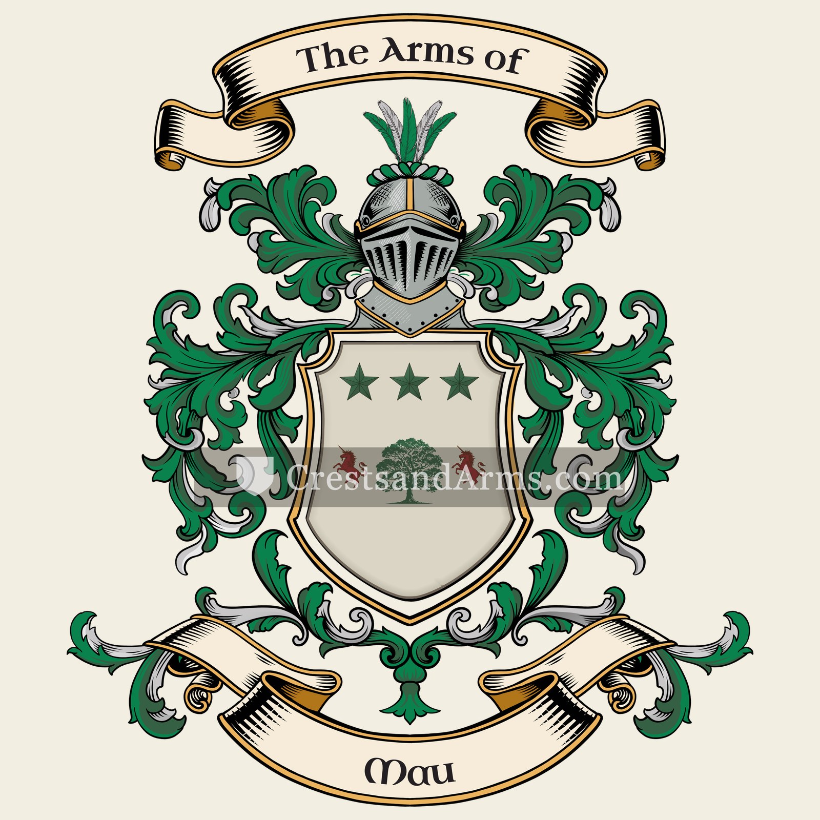 The Mau coat of arms, drawn from the recorded blazon