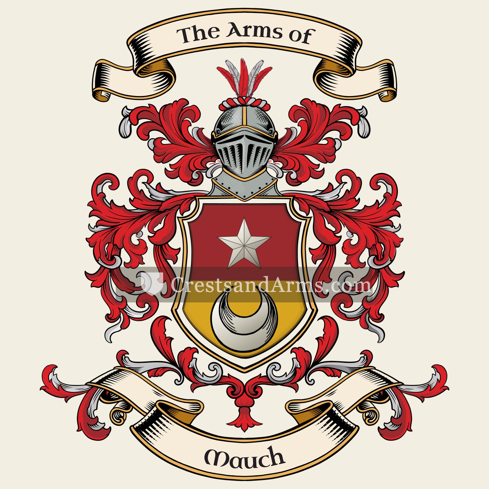 The Mauch coat of arms, drawn from the recorded blazon
