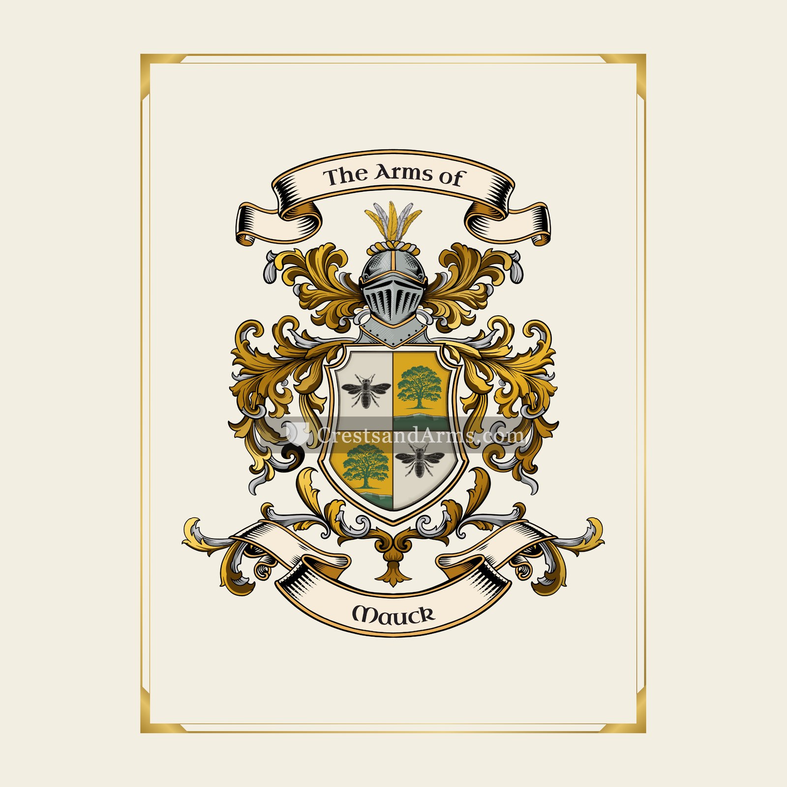 With gold border