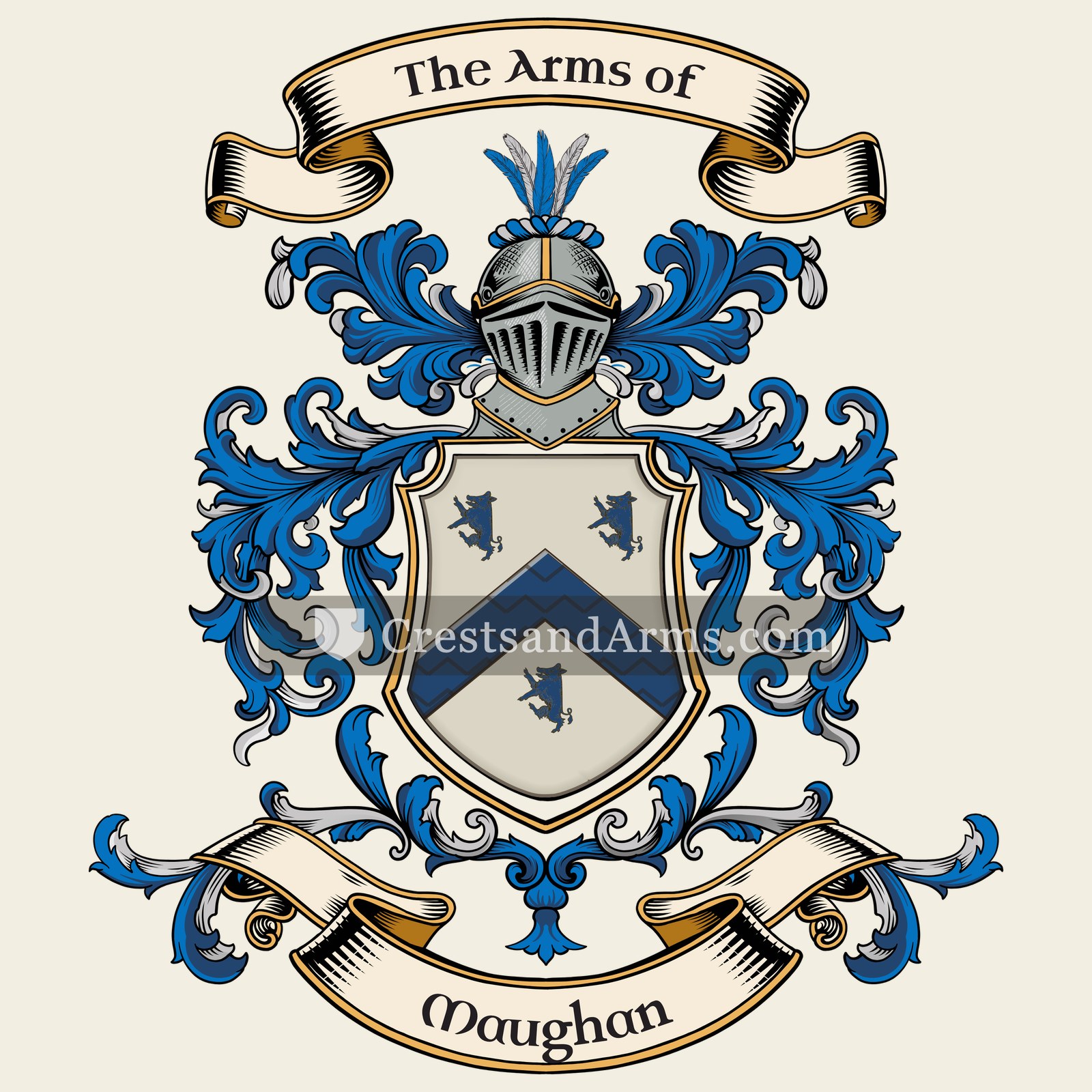 The Maughan coat of arms, drawn from the recorded blazon