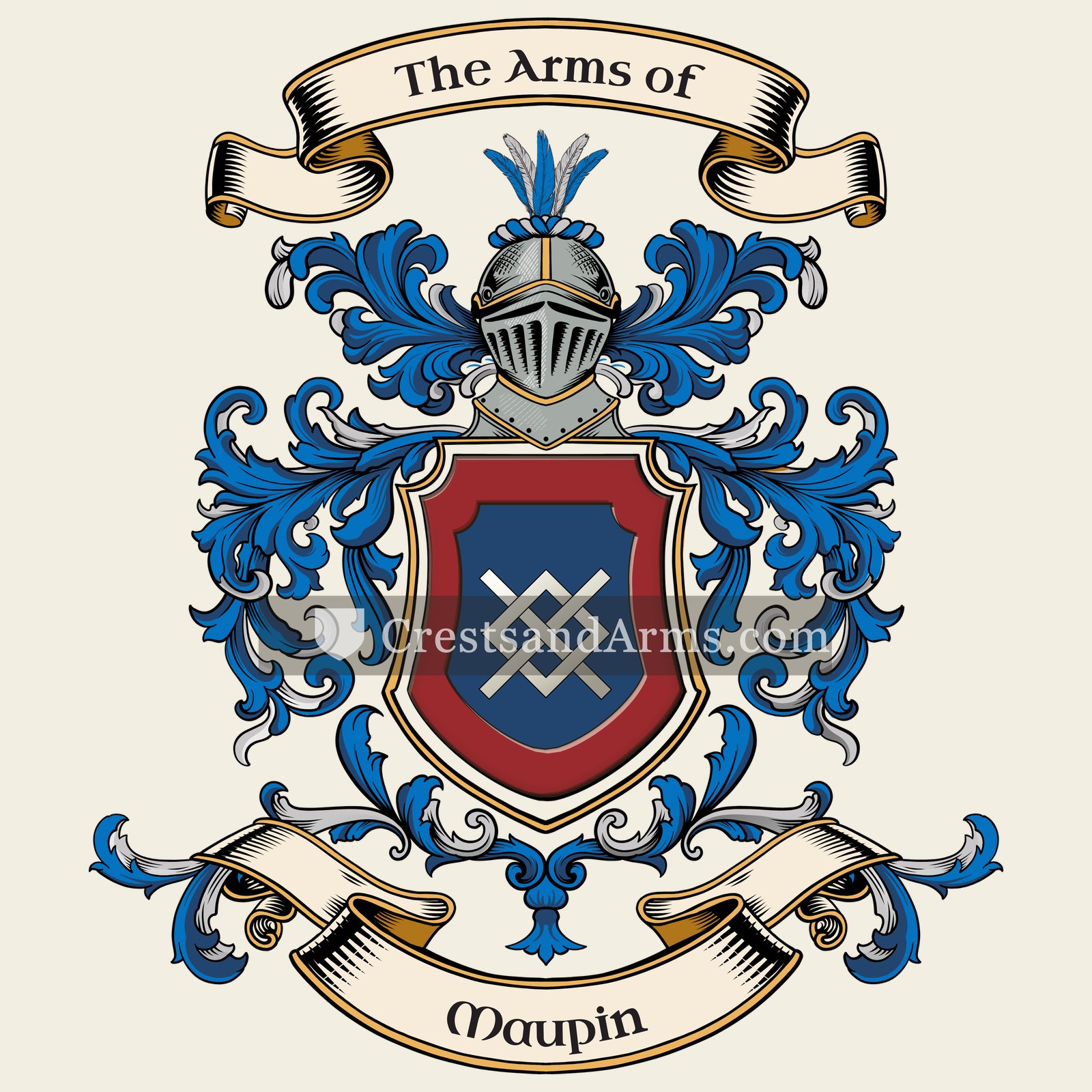 The Maupin coat of arms, drawn from the recorded blazon