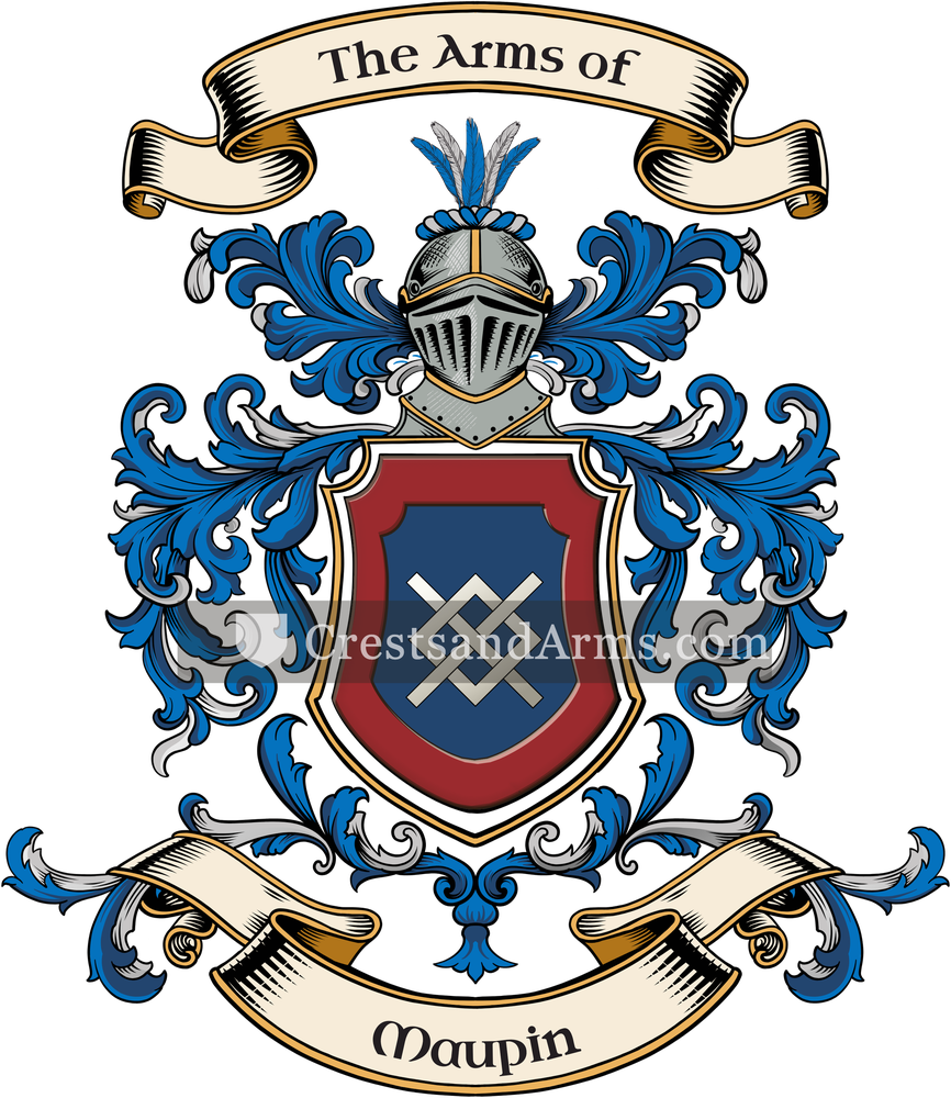 The Maupin coat of arms, drawn from the recorded blazon