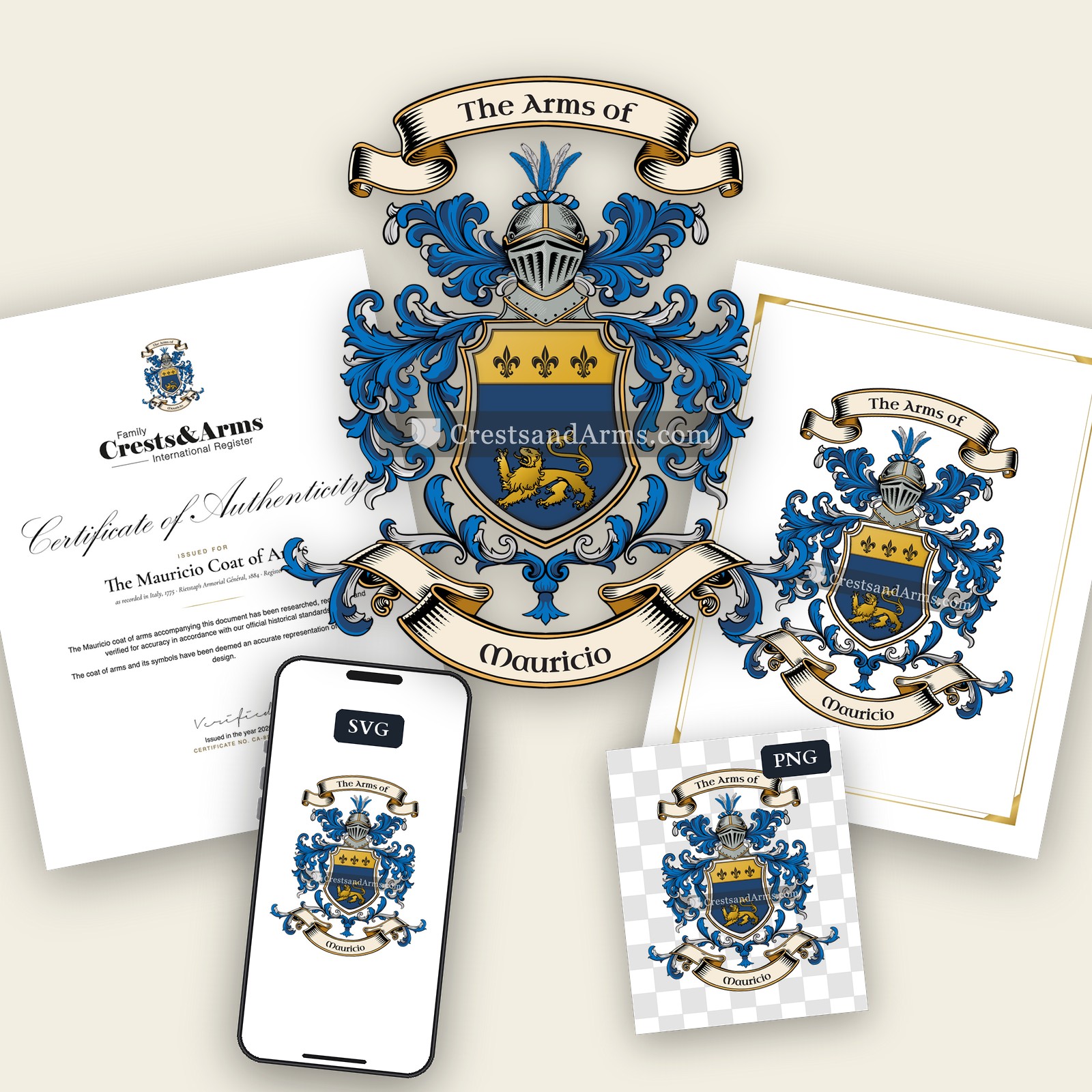 The Mauricio arms on the coat of arms — digital pack