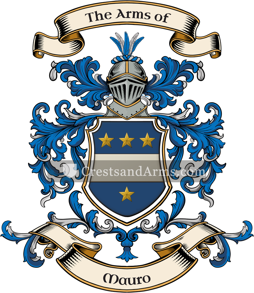 The Mauro coat of arms, drawn from the recorded blazon