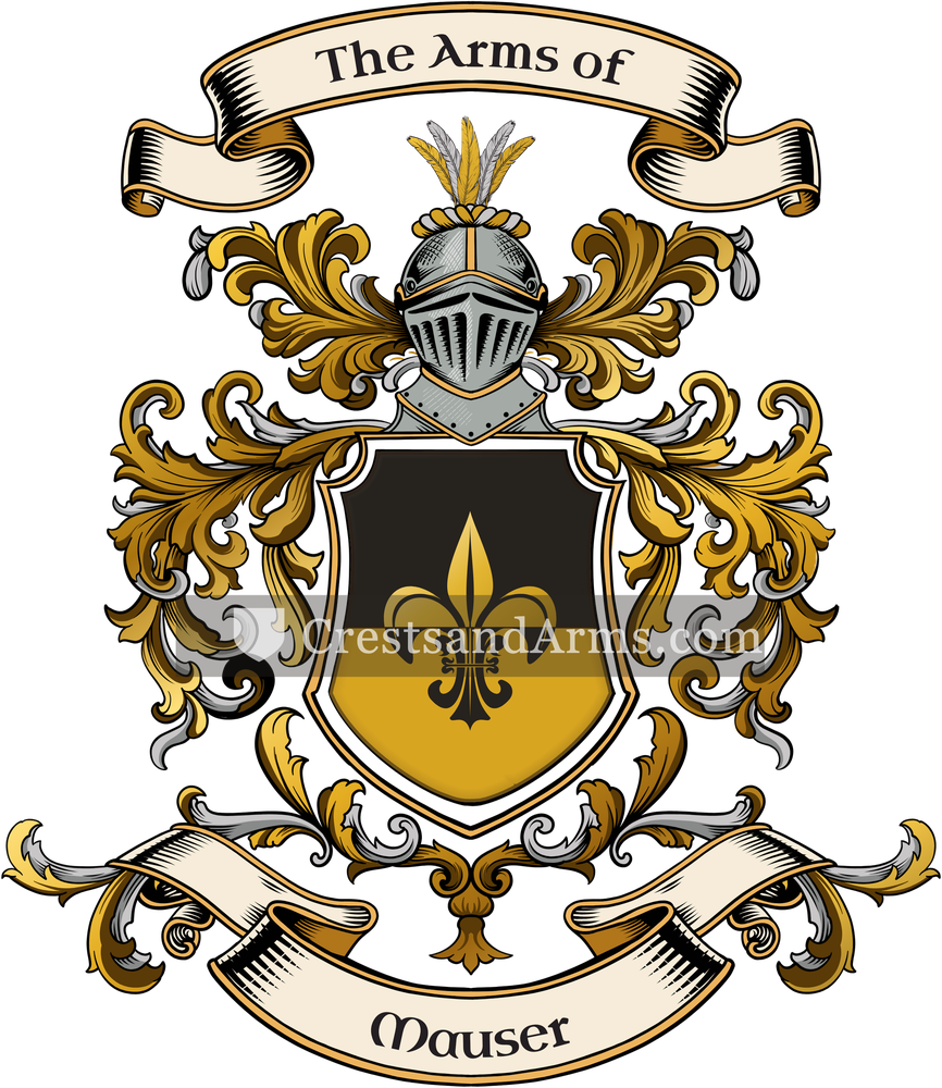 The Mauser coat of arms, drawn from the recorded blazon