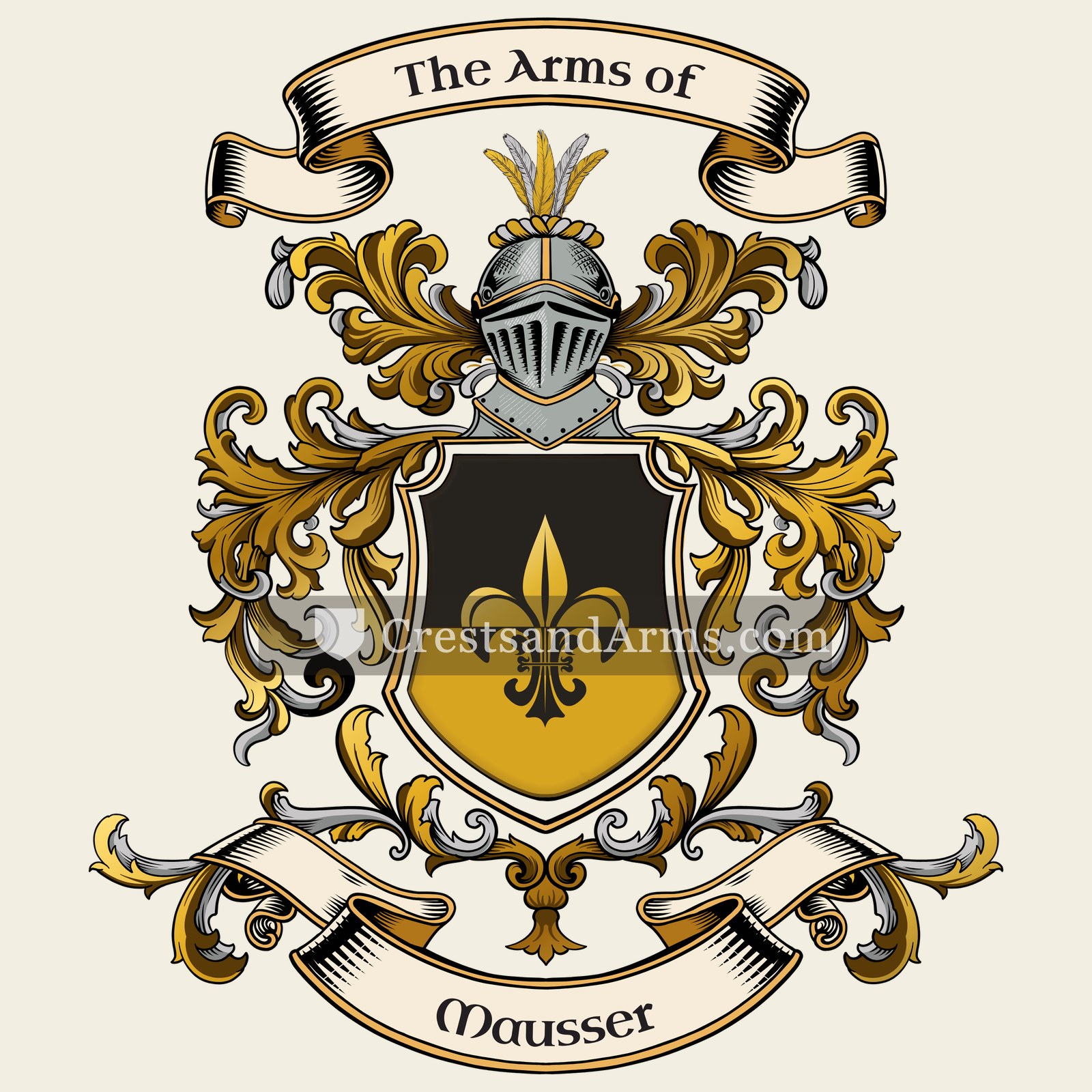 The Mausser coat of arms, drawn from the recorded blazon
