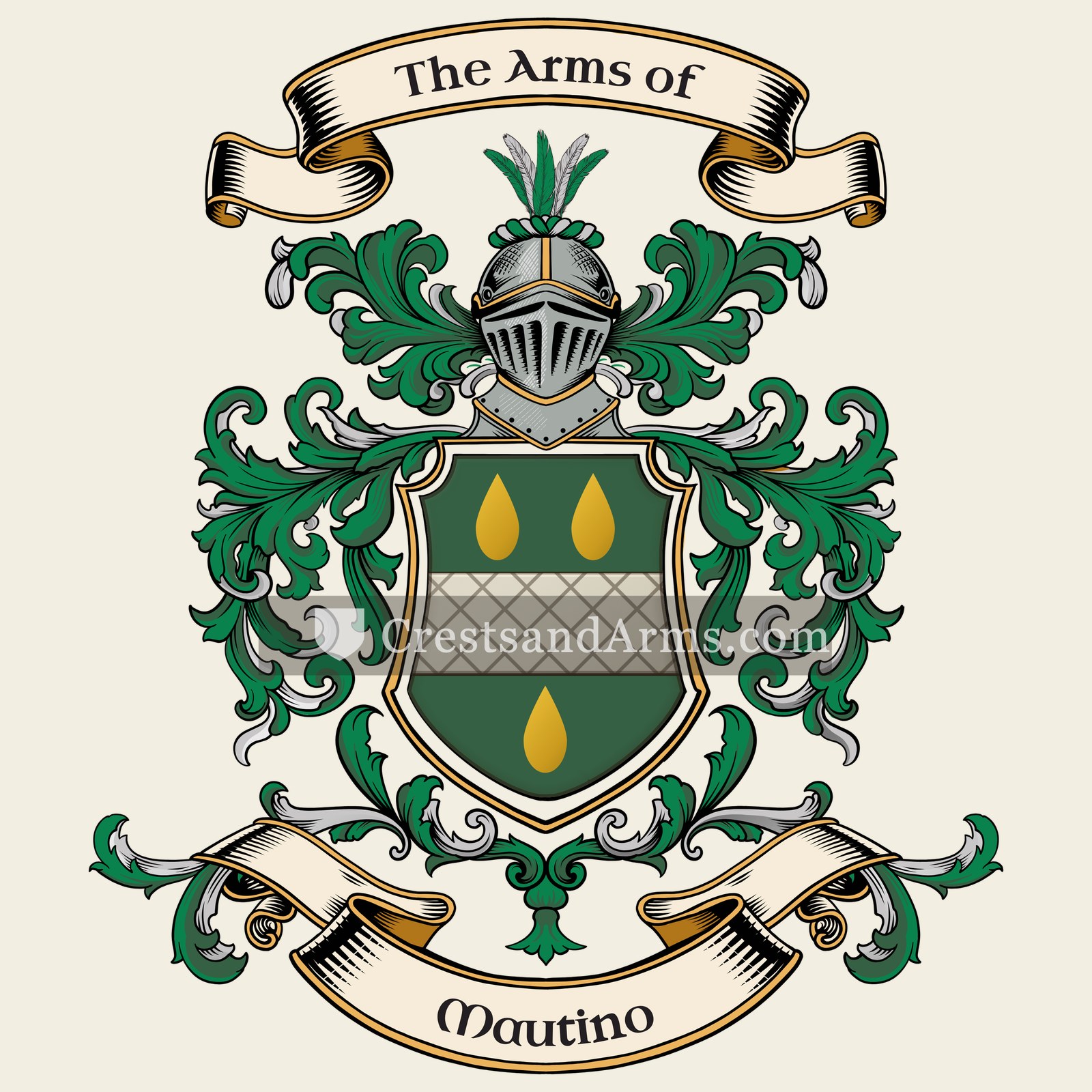 The Mautino coat of arms, drawn from the recorded blazon