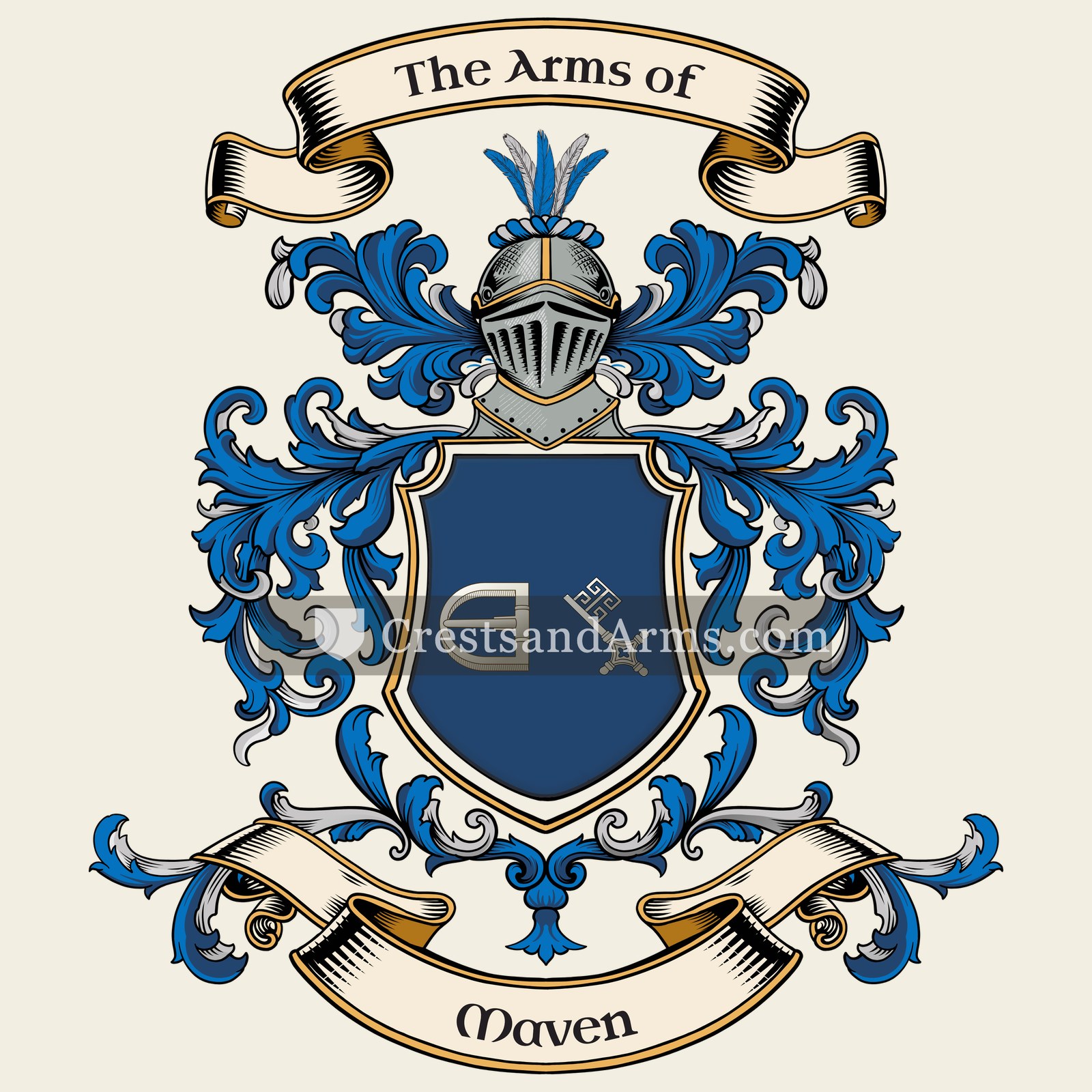 The Maven coat of arms, drawn from the recorded blazon