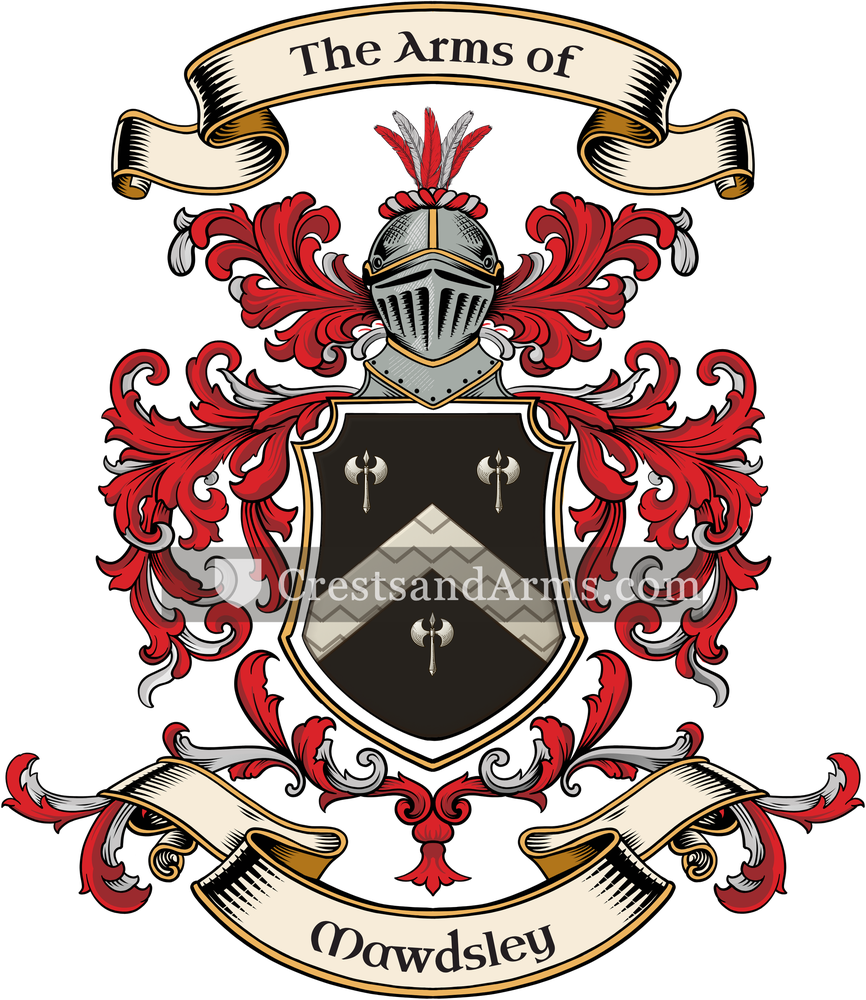 The Mawdsley coat of arms, drawn from the recorded blazon