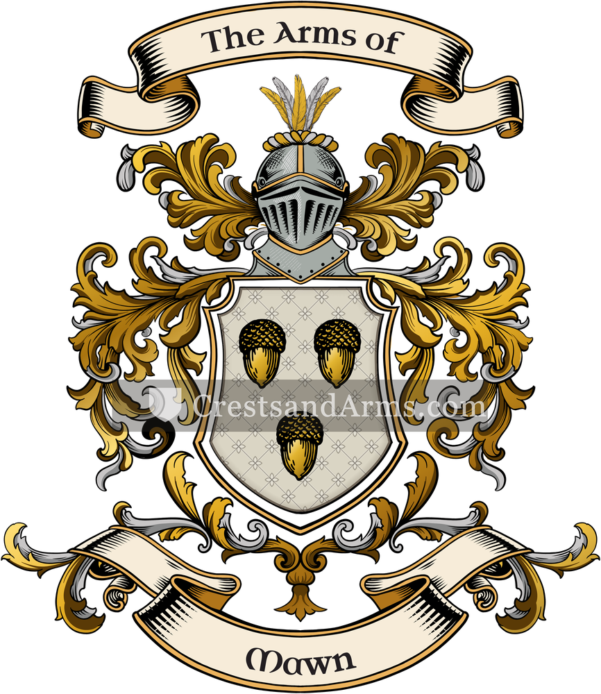 The Mawn coat of arms, drawn from the recorded blazon