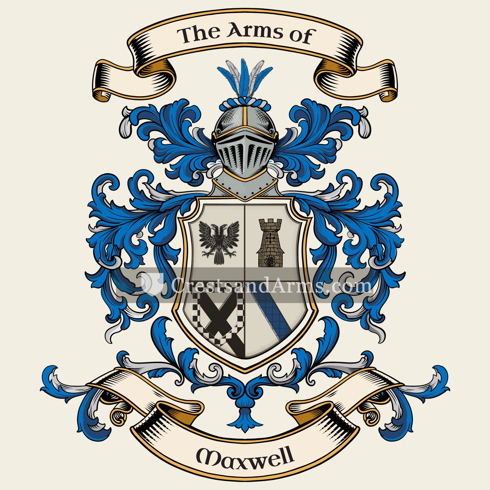 The Maxwell coat of arms, drawn from the recorded blazon