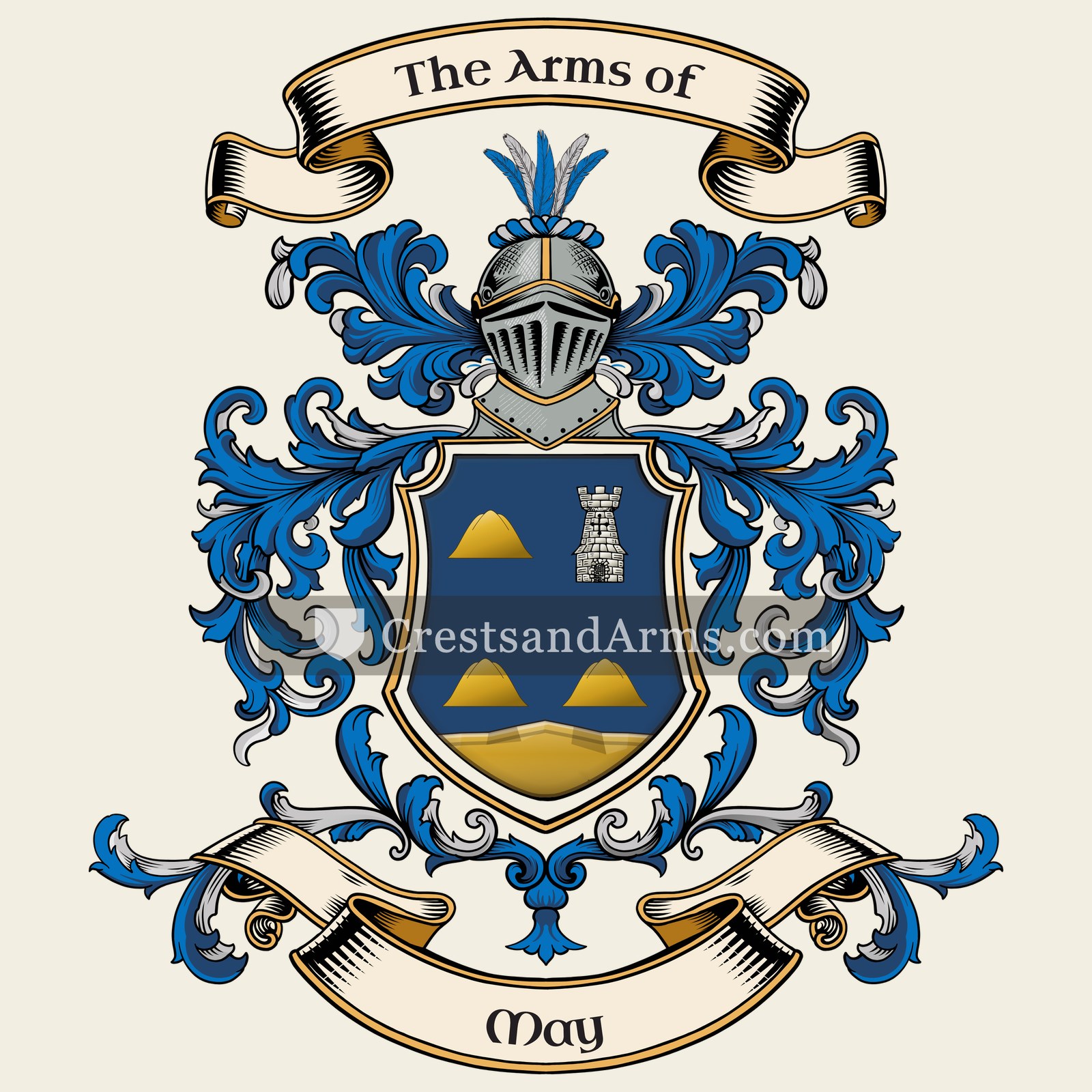 The May coat of arms, drawn from the recorded blazon