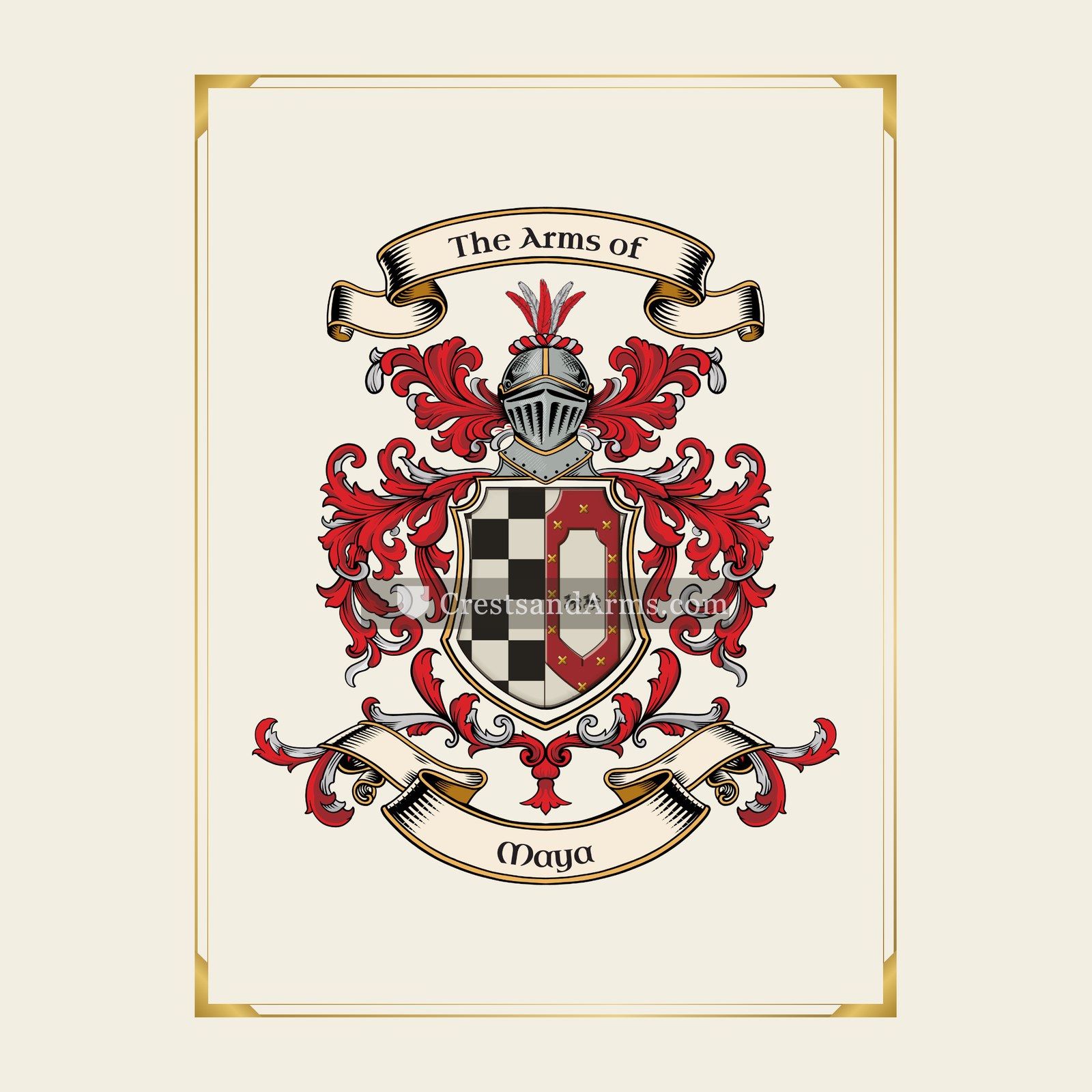 With gold border