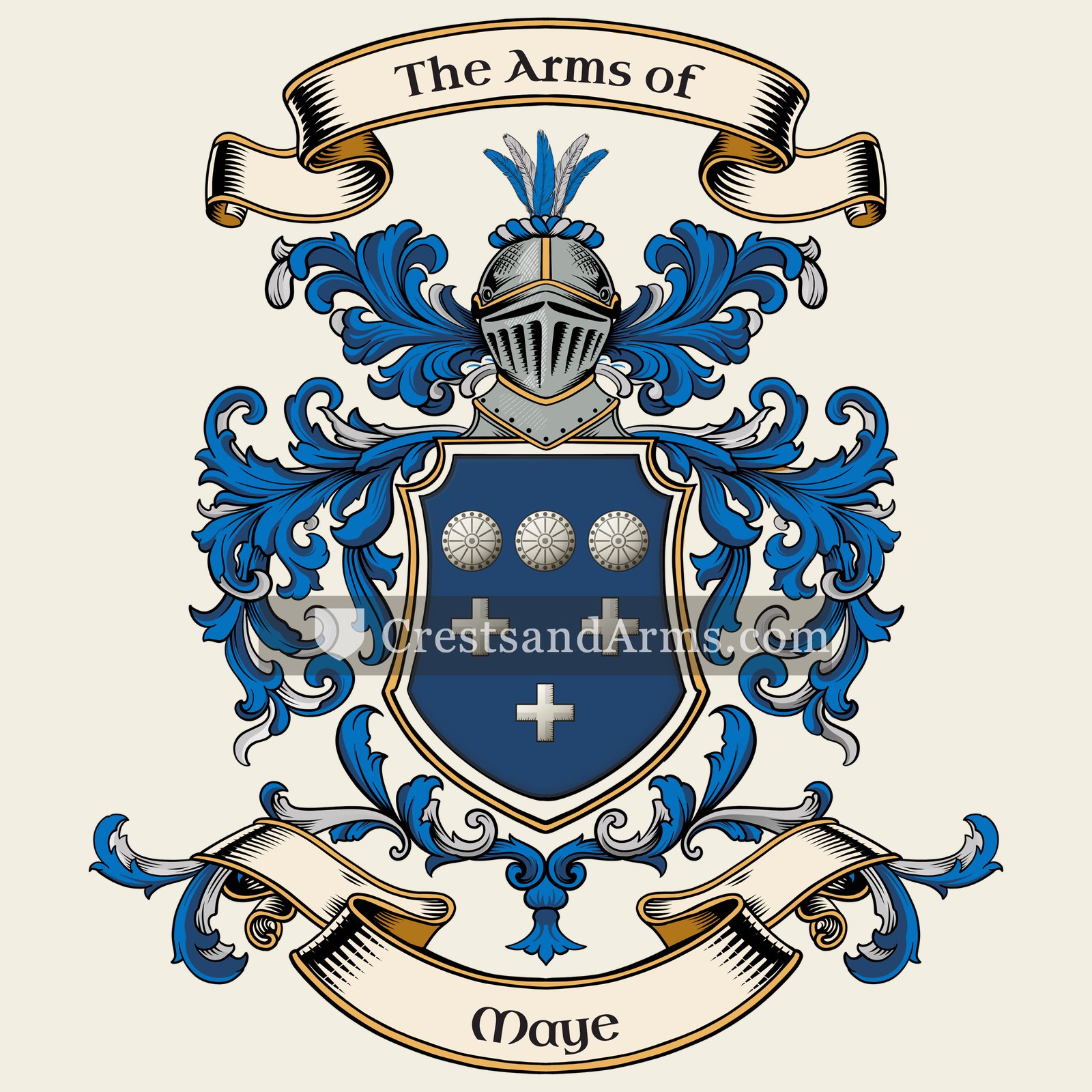 The Maye coat of arms, drawn from the recorded blazon