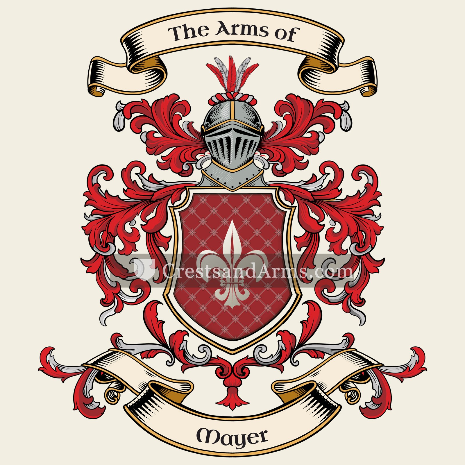 The Mayer coat of arms, drawn from the recorded blazon