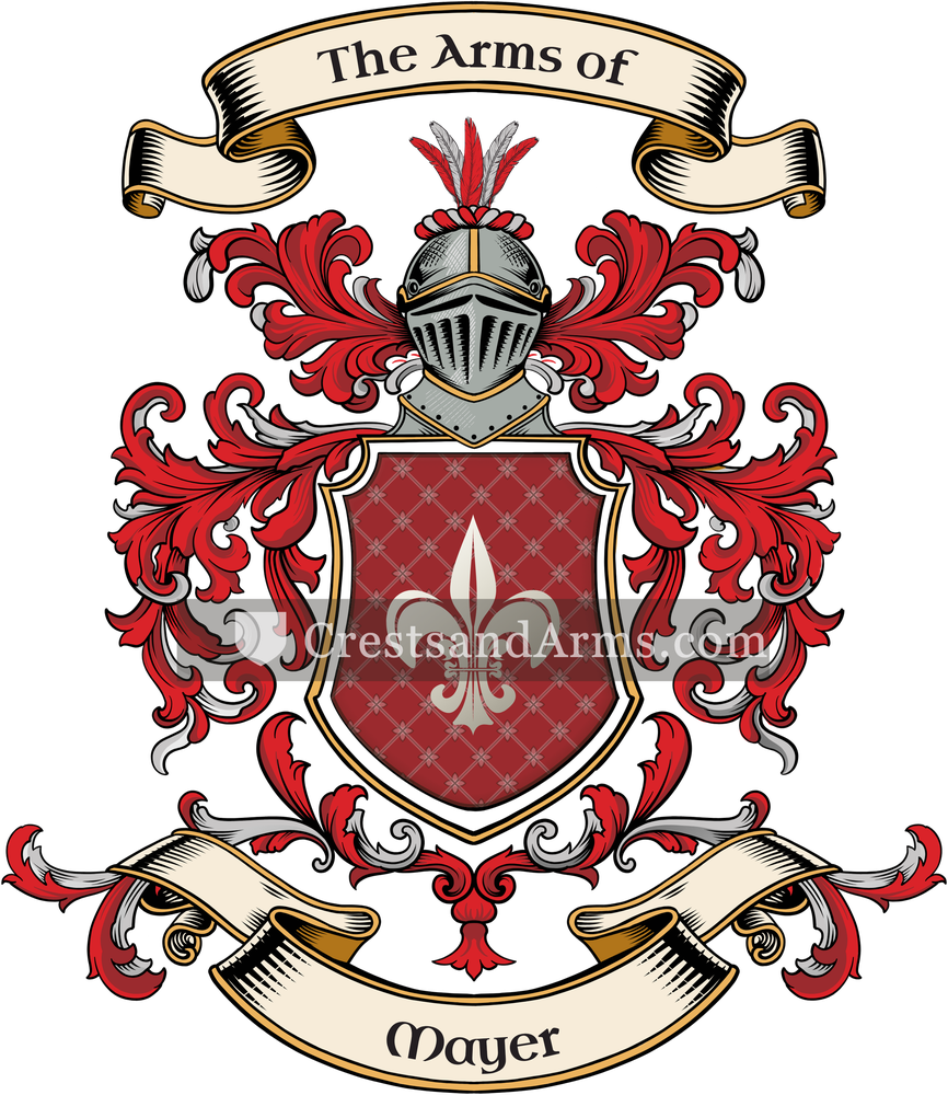 The Mayer coat of arms, drawn from the recorded blazon