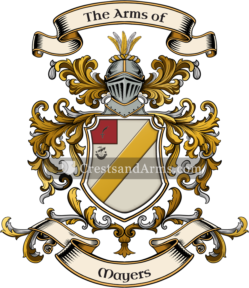 The Mayers coat of arms, drawn from the recorded blazon