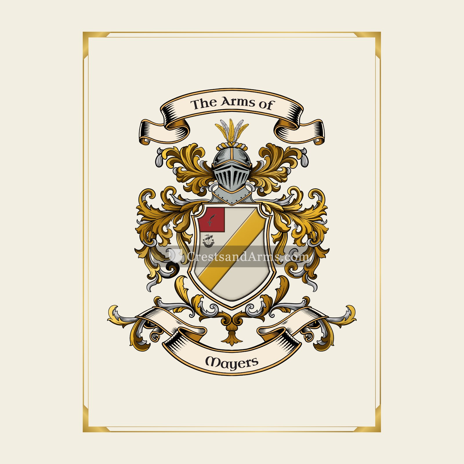 With gold border
