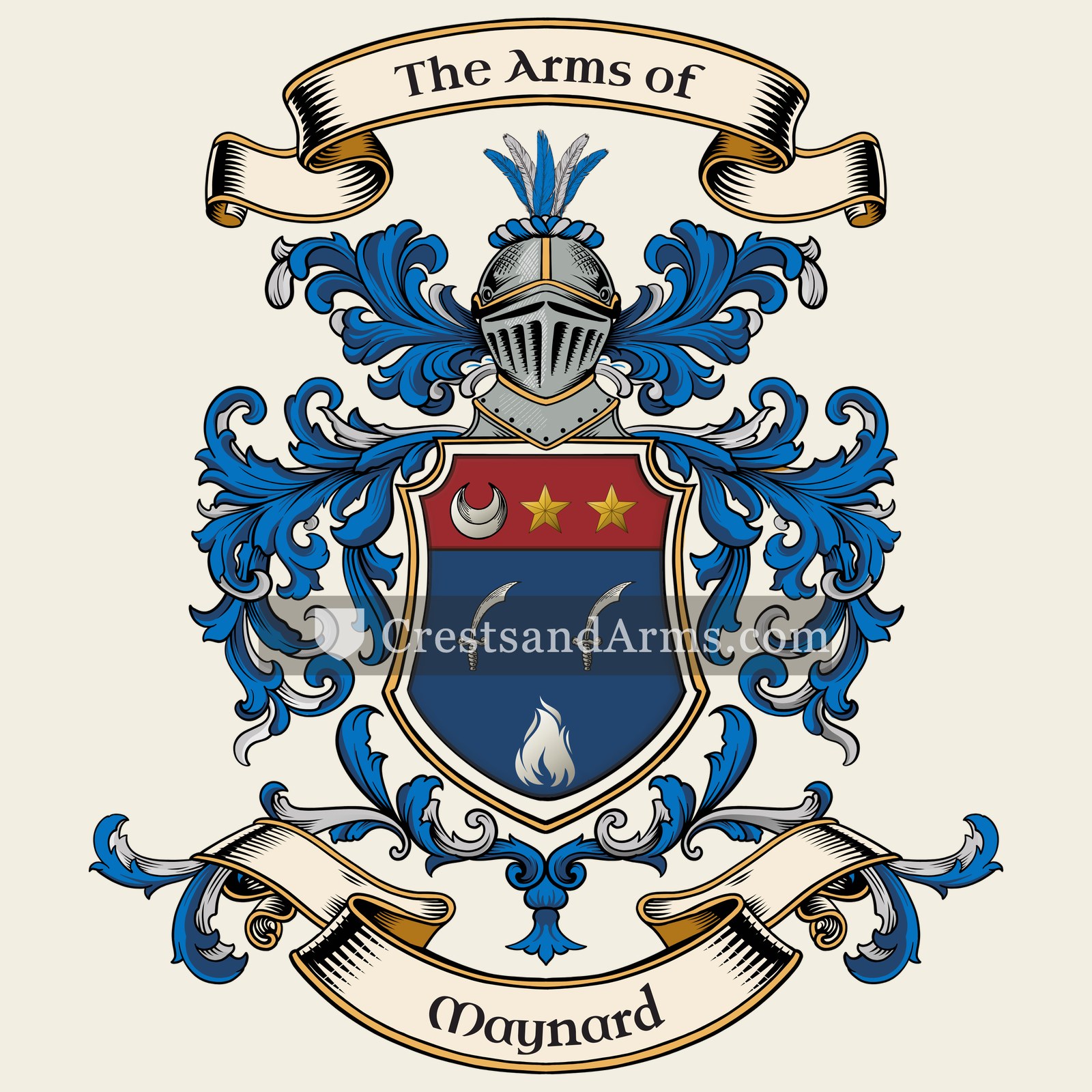 The Maynard coat of arms, drawn from the recorded blazon