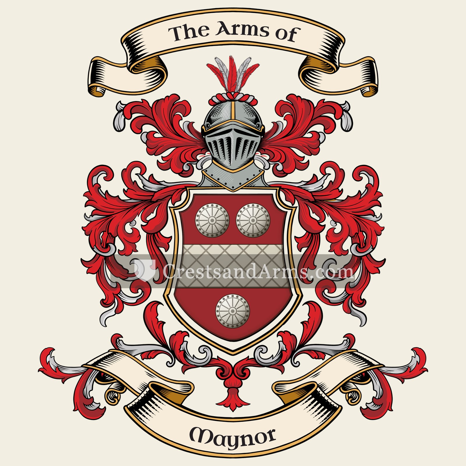 The Maynor coat of arms, drawn from the recorded blazon