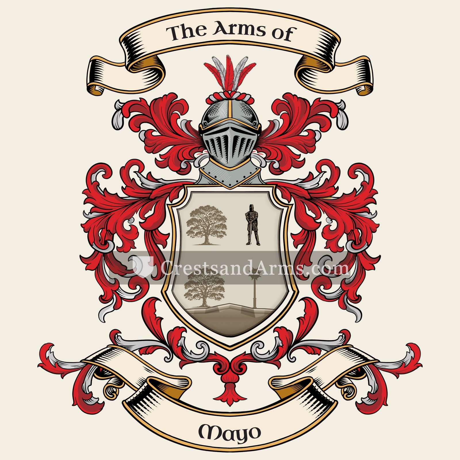 The Mayo coat of arms, drawn from the recorded blazon