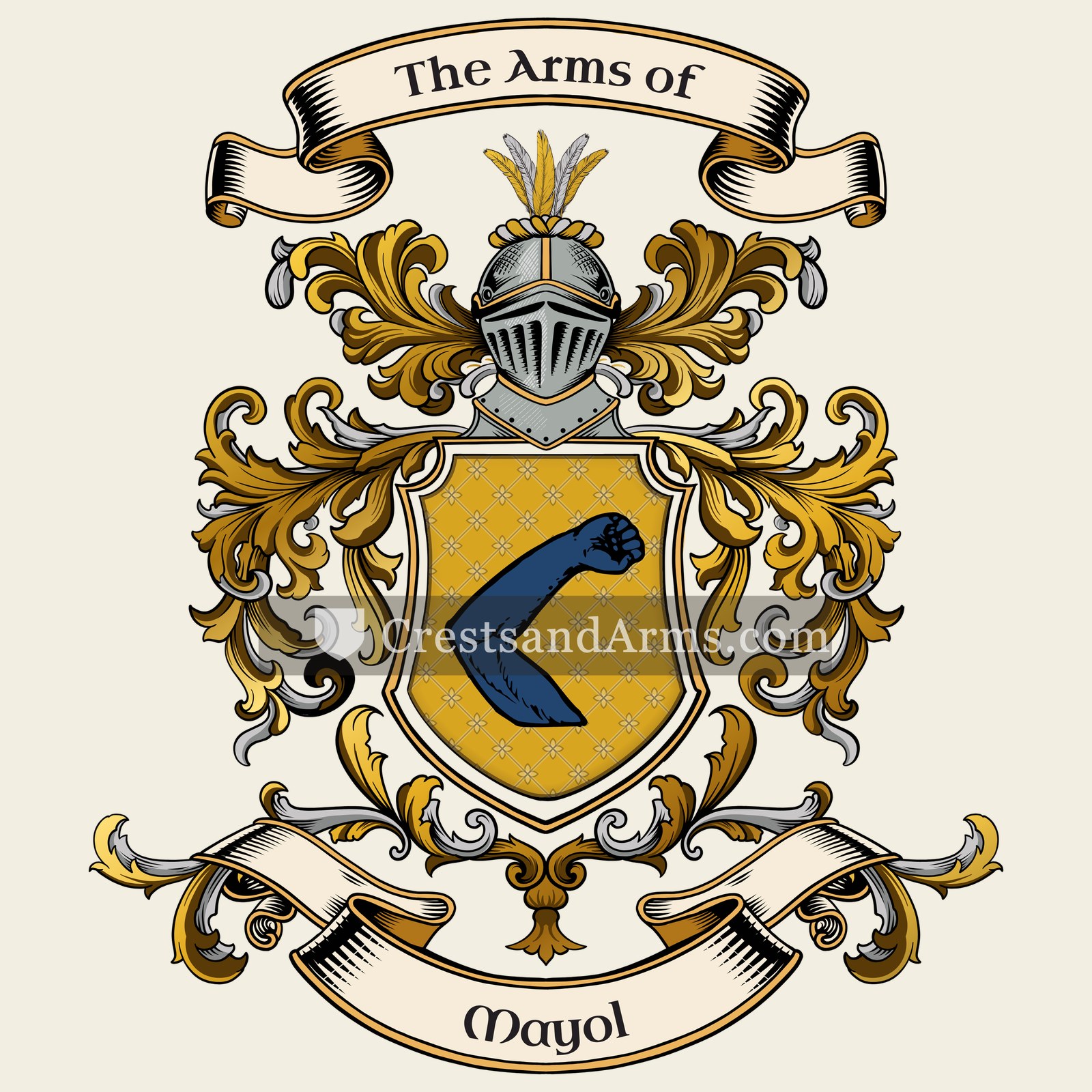 The Mayol coat of arms, drawn from the recorded blazon