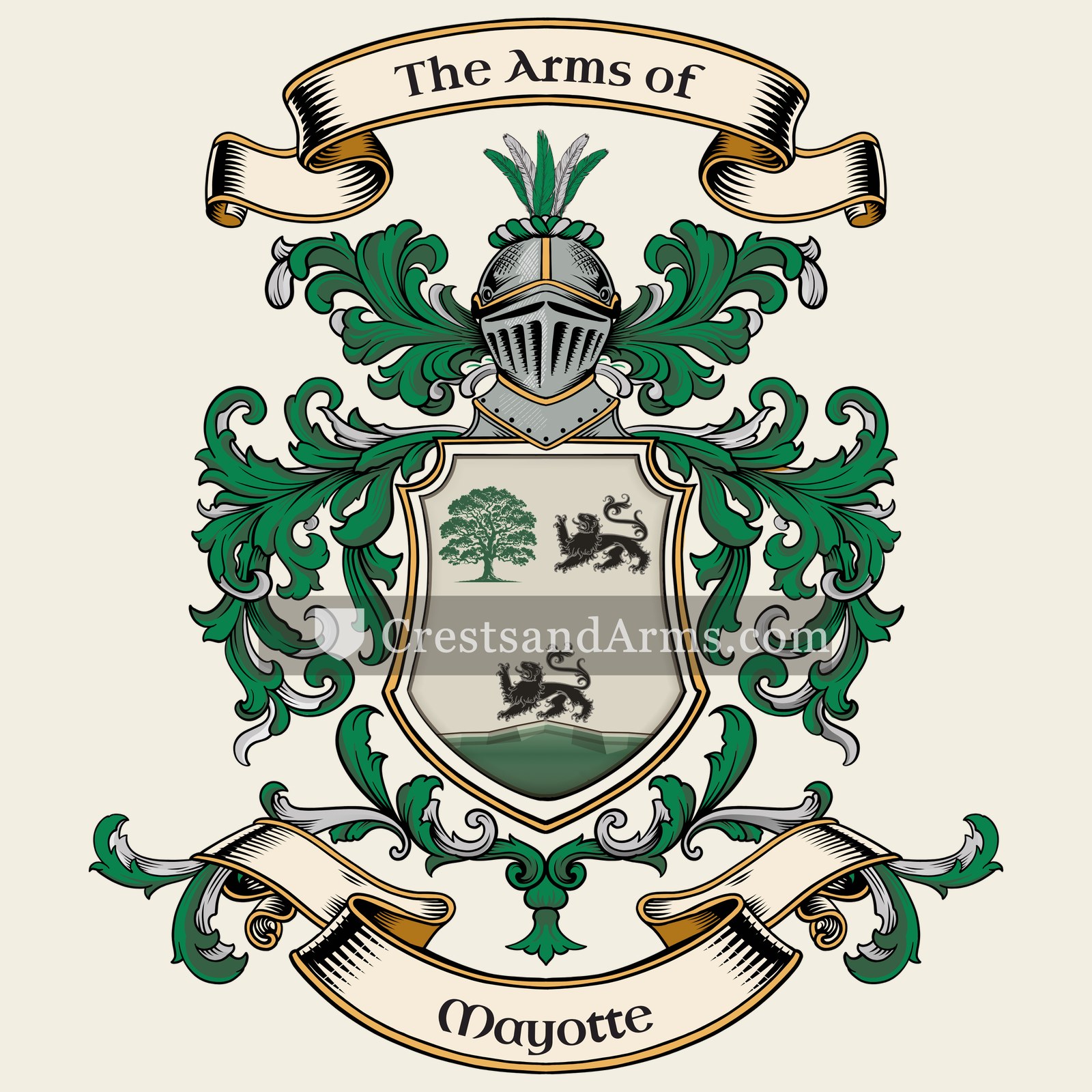 The Mayotte coat of arms, drawn from the recorded blazon