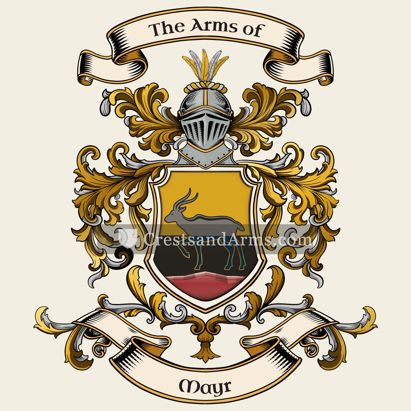 The Mayr coat of arms, drawn from the recorded blazon