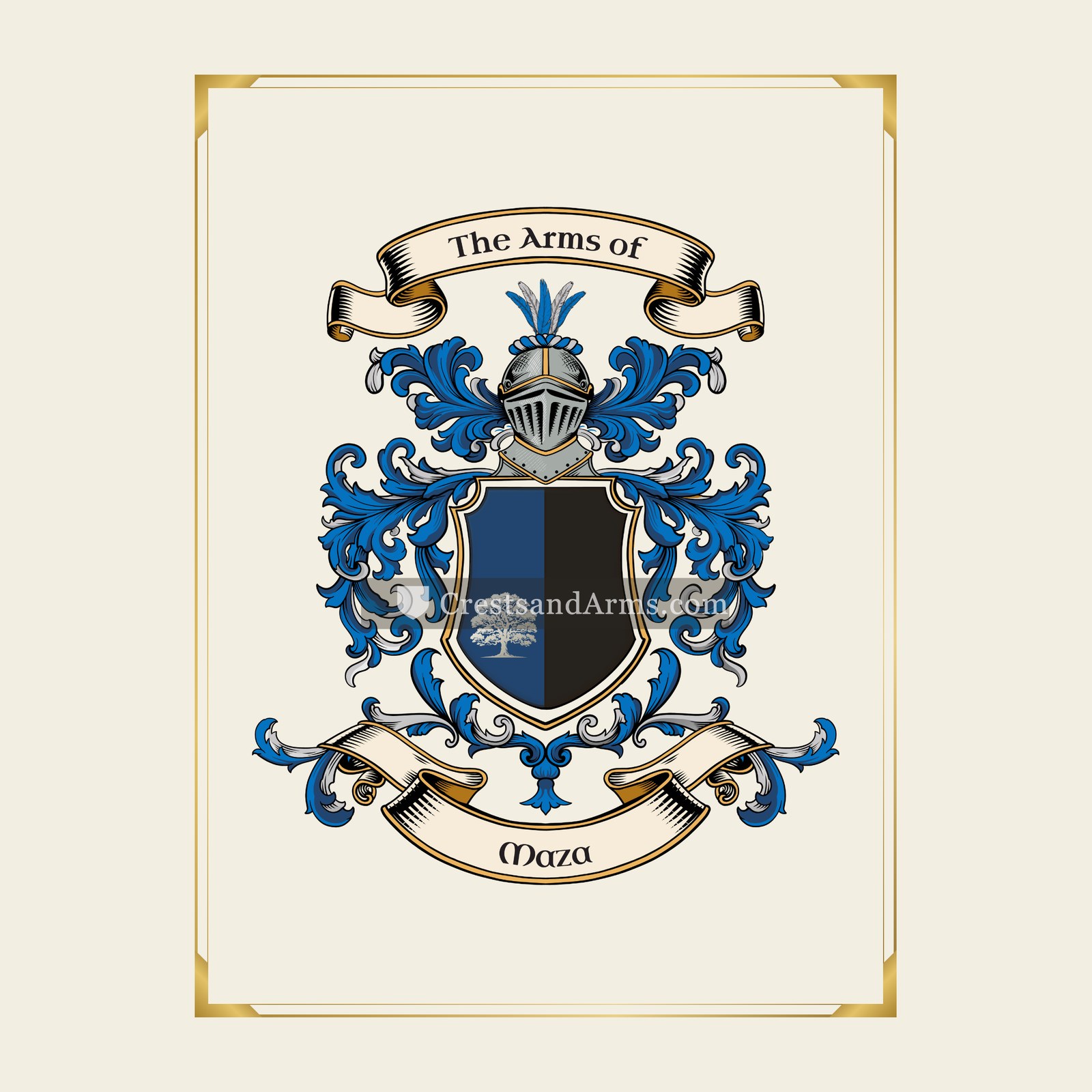With gold border