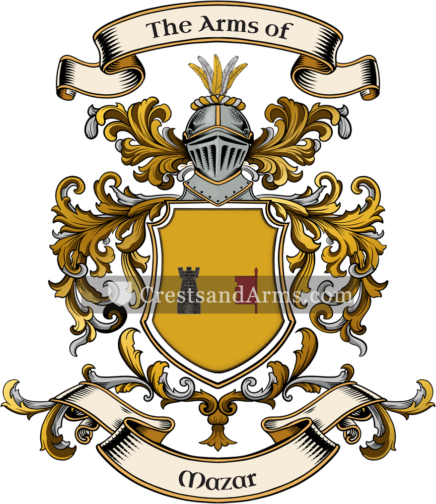The Mazar coat of arms, drawn from the recorded blazon