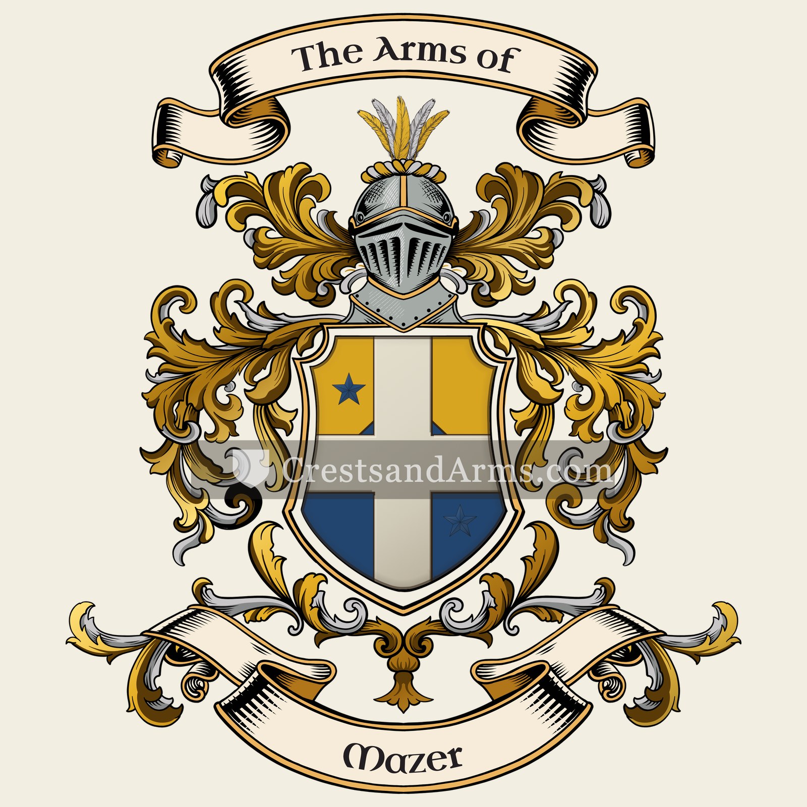 The Mazer coat of arms, drawn from the recorded blazon