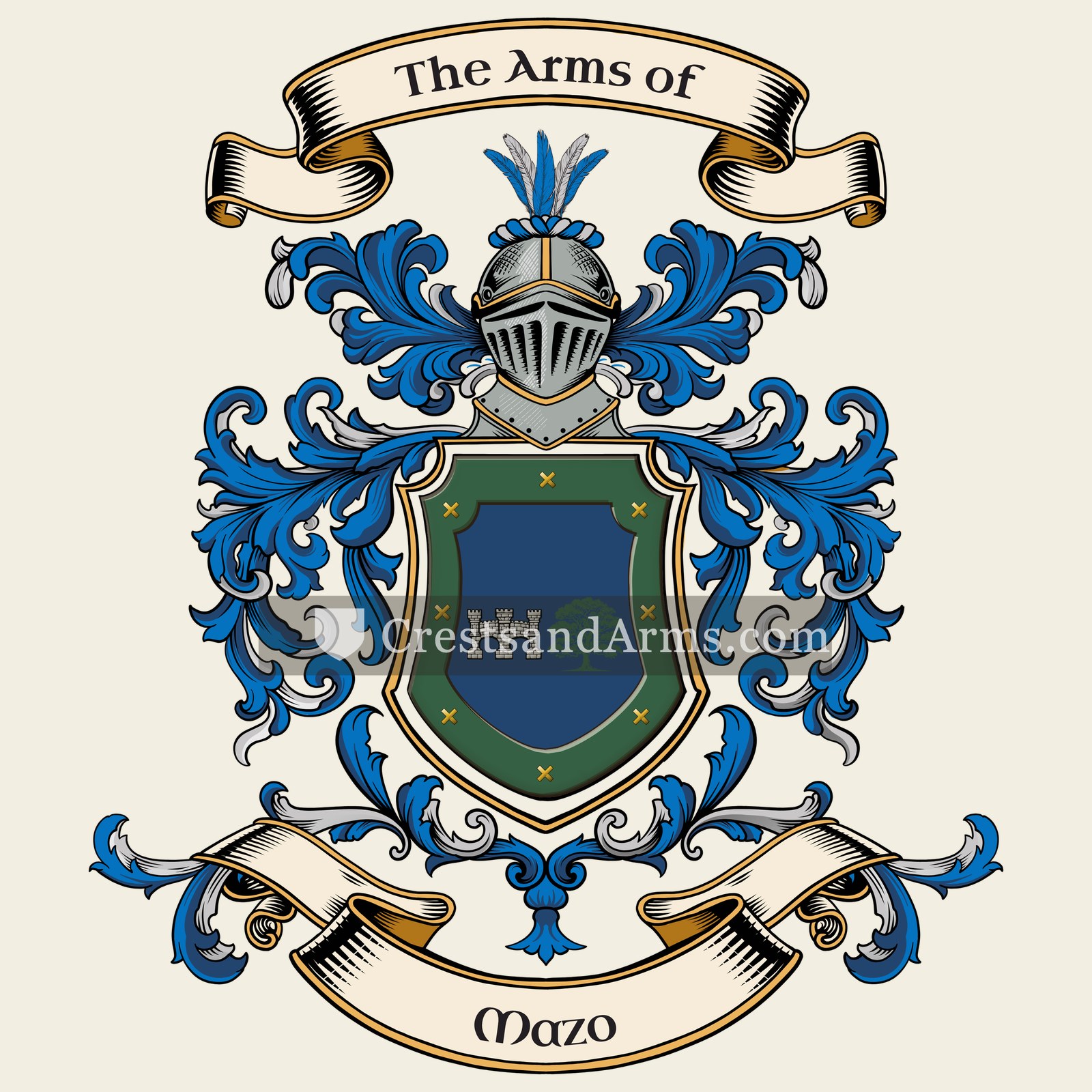 The Mazo coat of arms, drawn from the recorded blazon