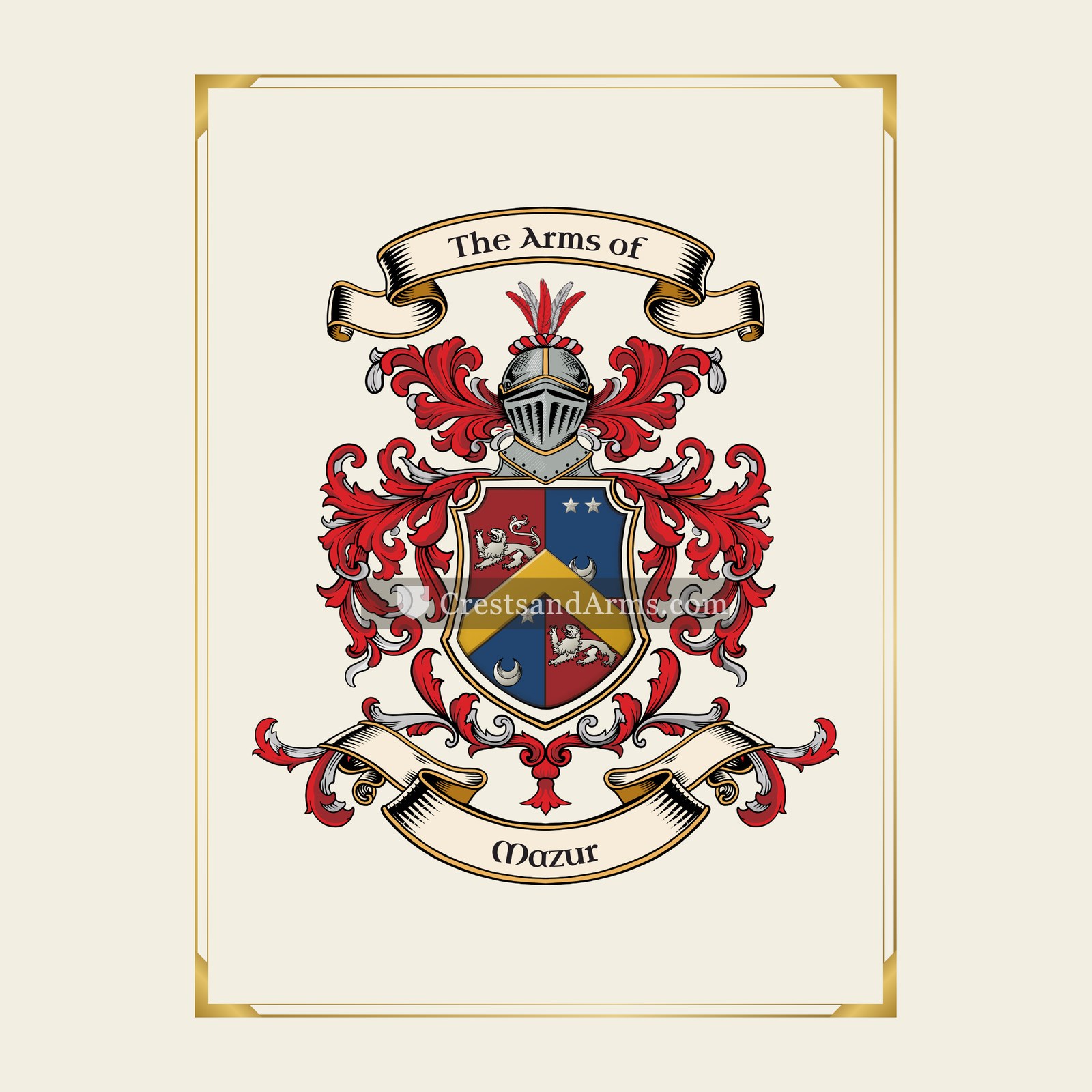 With gold border