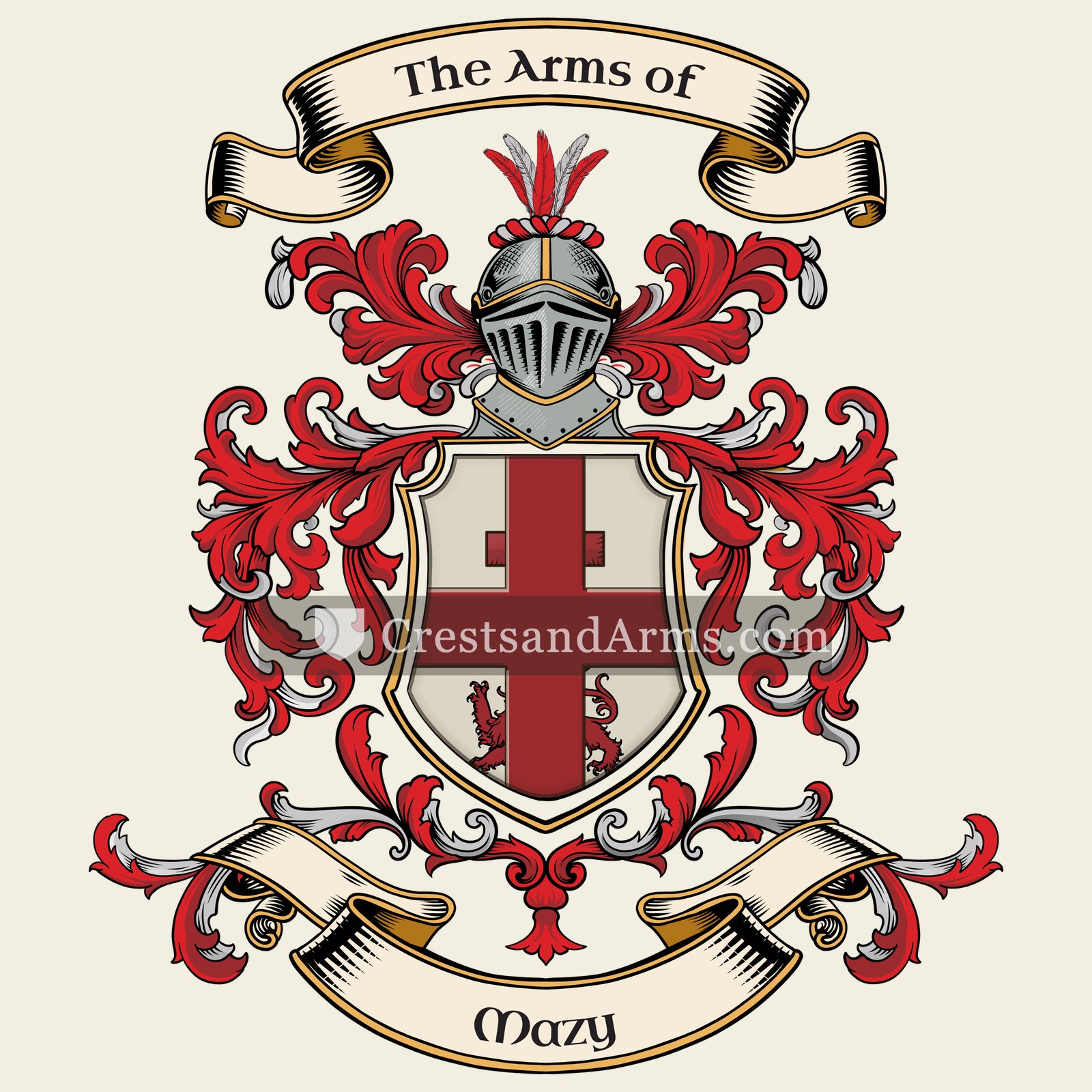 The Mazy coat of arms, drawn from the recorded blazon