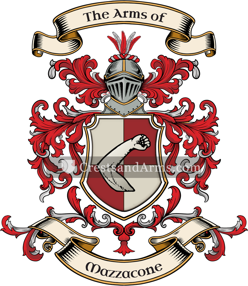 The Mazzacone coat of arms, drawn from the recorded blazon