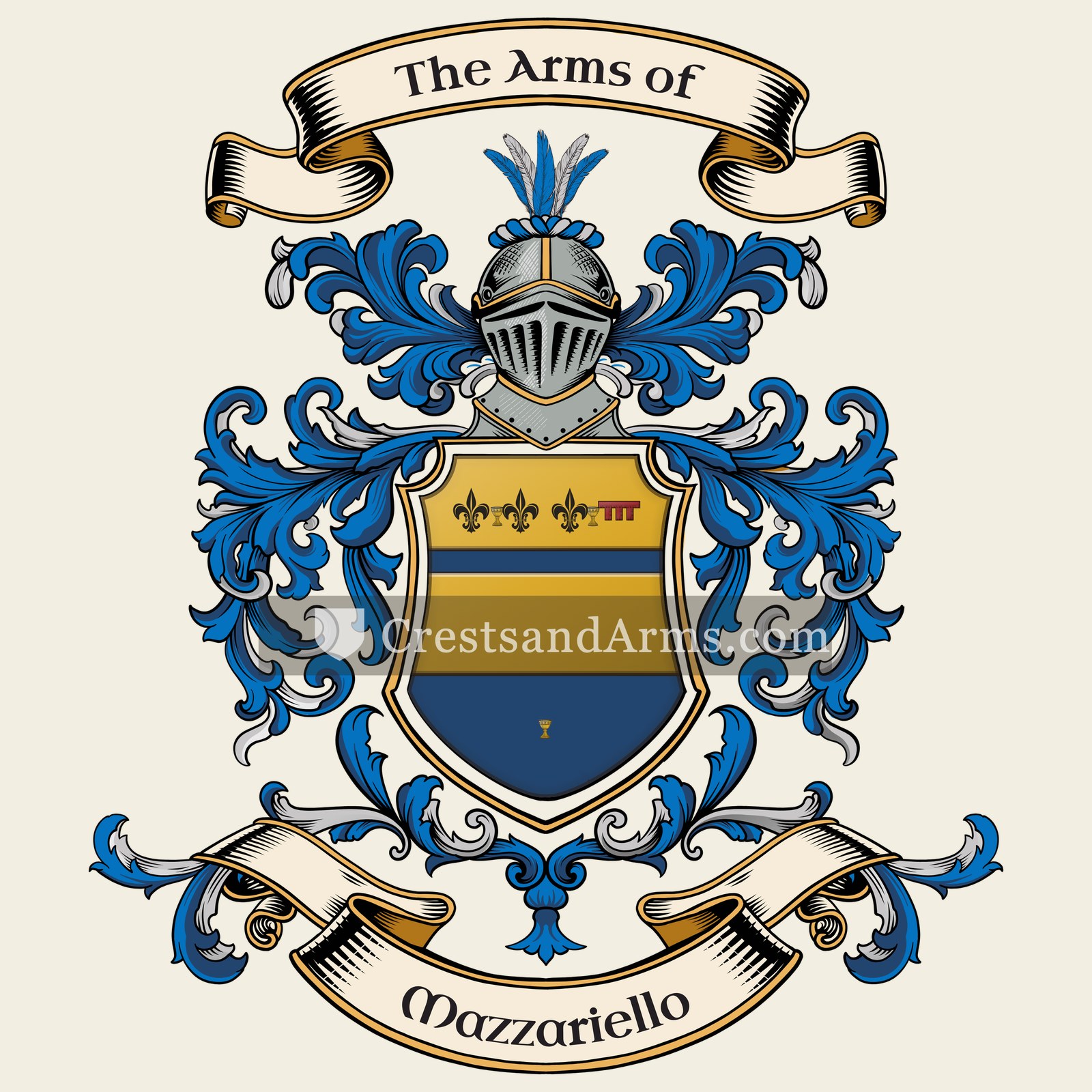 The Mazzariello coat of arms, drawn from the recorded blazon