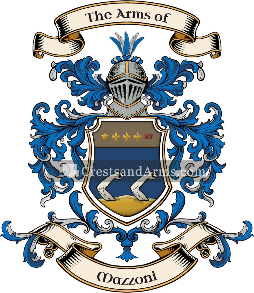 The Mazzoni coat of arms, drawn from the recorded blazon