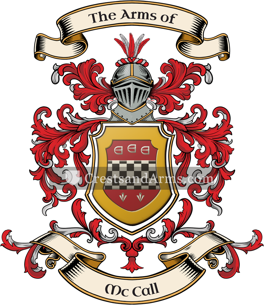 The Mc Call coat of arms, drawn from the recorded blazon