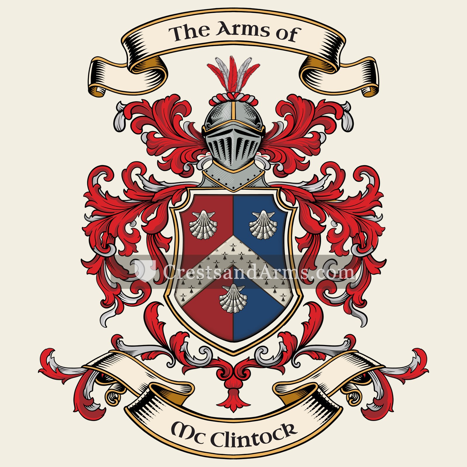 The Mc Clintock coat of arms, drawn from the recorded blazon